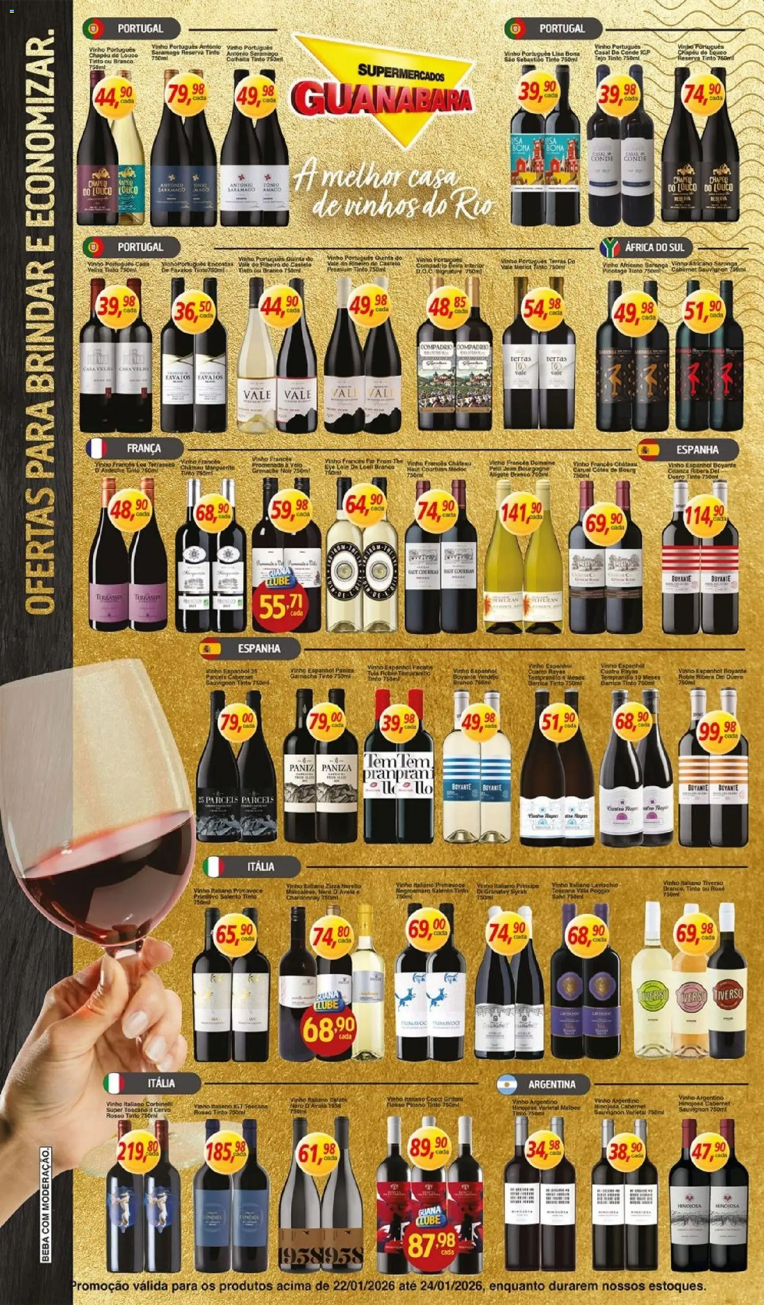 Supermercados Guanabara Folheto - válido de 22.01.2026 | Página: 10 | Produtos: Vinho, Chapéu