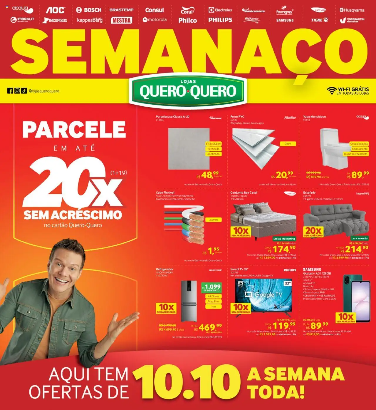 Lojas Quero-Quero Folheto - válido de 06.10.2025 | Página: 1 | Produtos: Porcelanato, Processador, Vaso, Tv