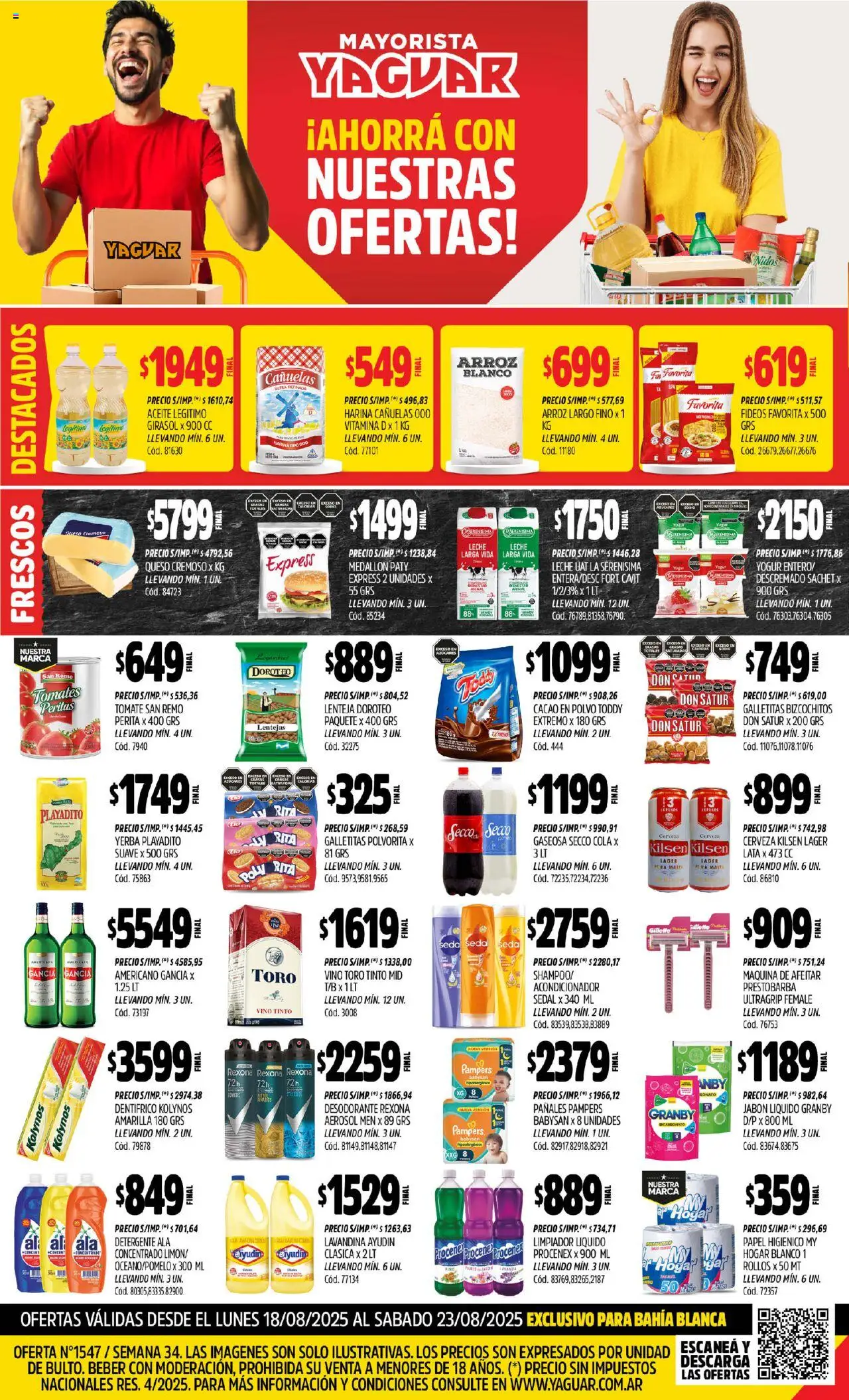 Yaguar - Bahía Blanca │ válido desde el 18.08.2025 | Página: 1 | Productos: Detergente, Leche, Queso, Cerveza