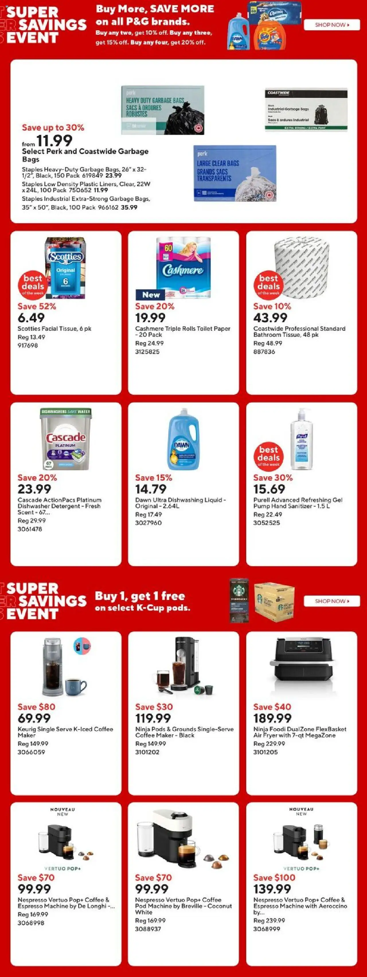 Staples flyer valid from 26.09.2025 | Page: 9 | Products: Dishwasher, Coffee maker, Fryer, Detergent