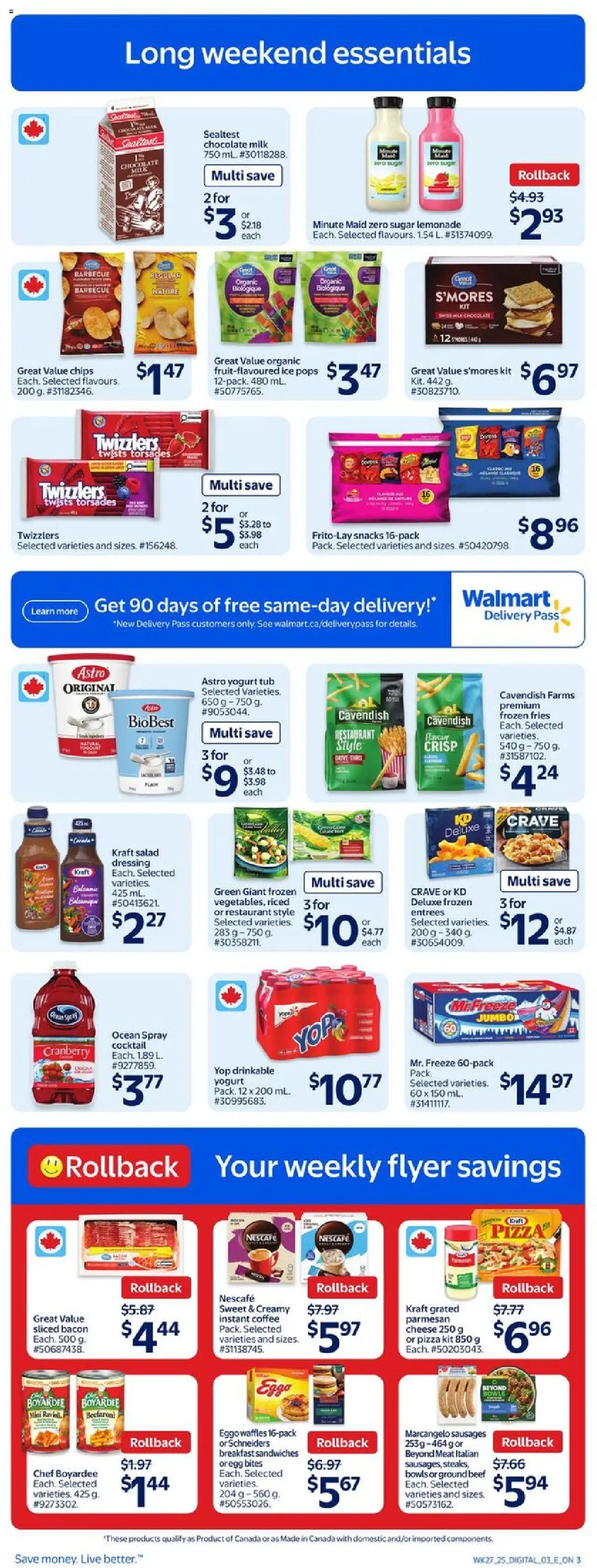 Walmart flyer valid from 31.07.2025 | Page: 4 | Products: Beef, Salad, Yogurt, Coffee