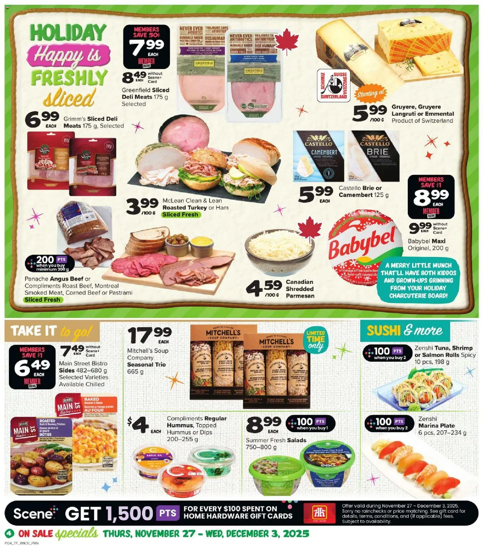 Thrifty Foods flyer valid from 27.11.2025 | Page: 5 | Products: Turkey, Potatoes, Oven, Cheese