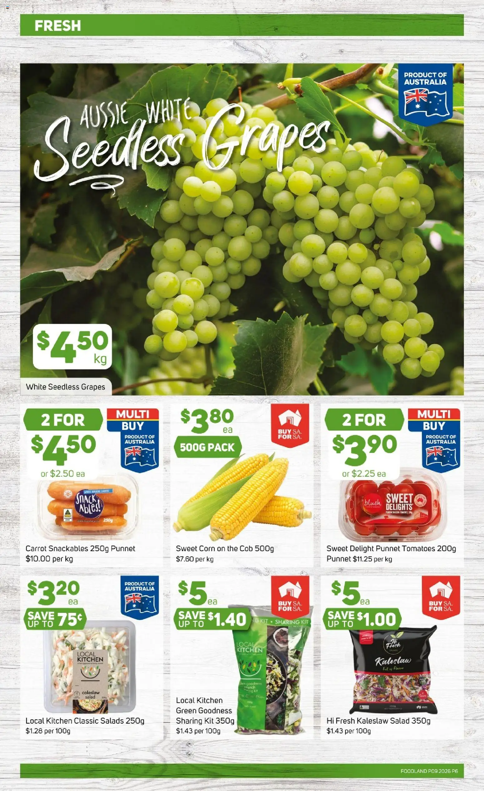 Foodland catalogue - valid from 25.02.2026 | Page: 6 | Products: Blush, Tomatoes, Salad, Grapes
