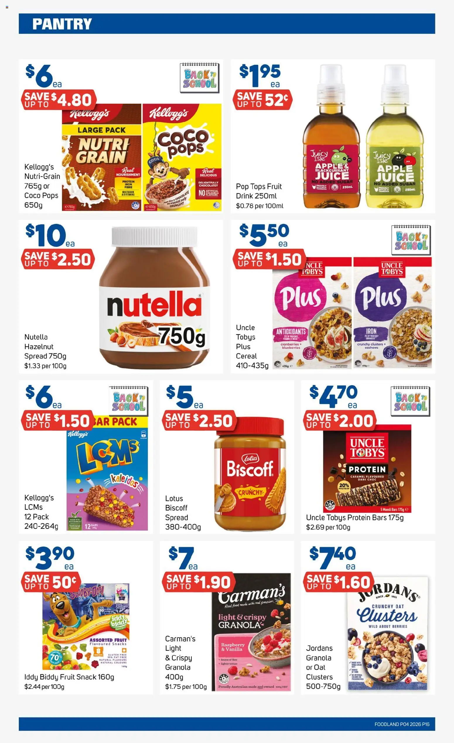 Foodland catalogue - valid from 21.01.2026 | Page: 16 | Products: Juice, Nutella, Cereal, Sugar