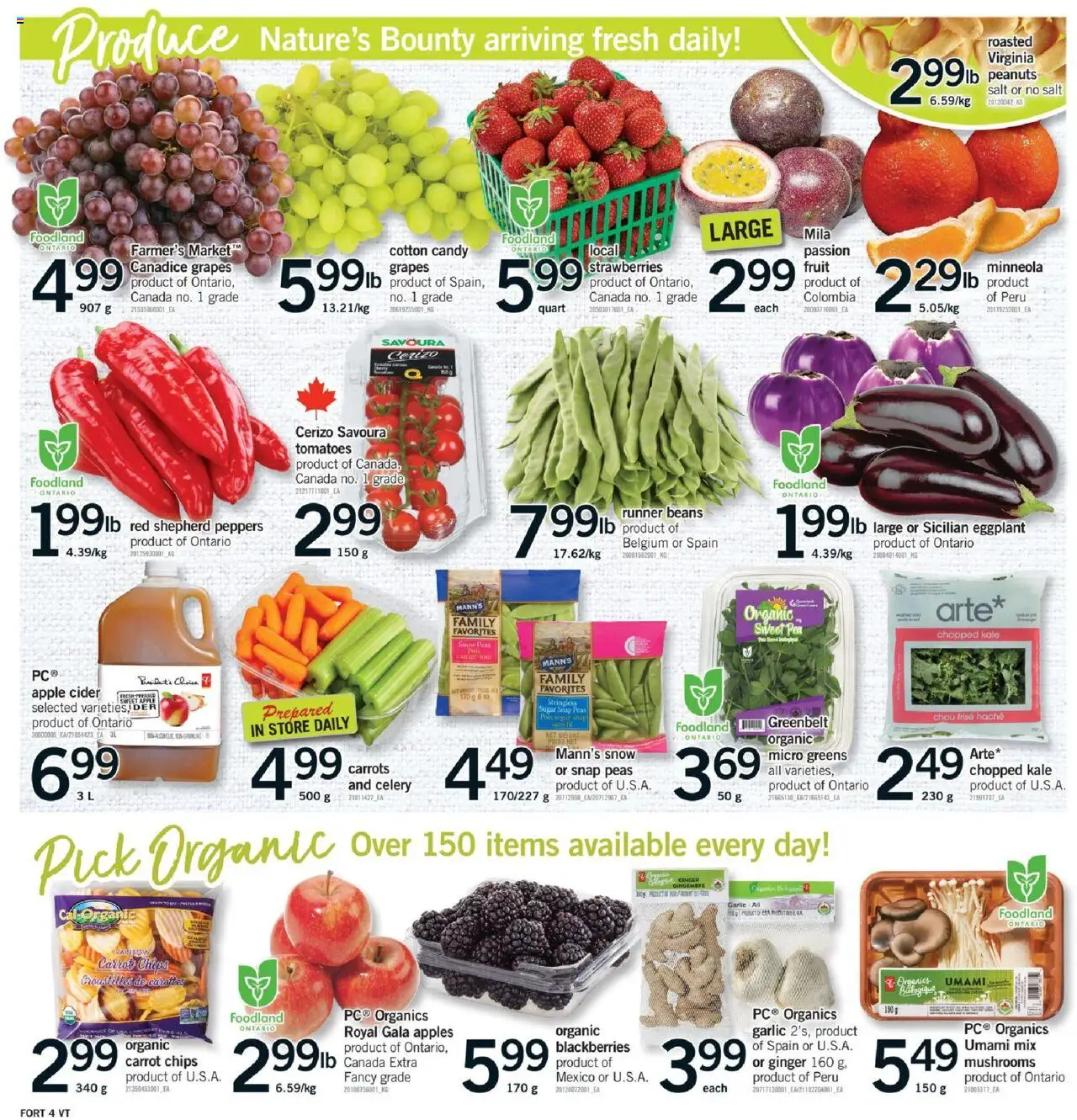 Fortinos flyer valid from 18.09.2025 | Page: 5 | Products: Strawberries, Chips, Carrot, Apples