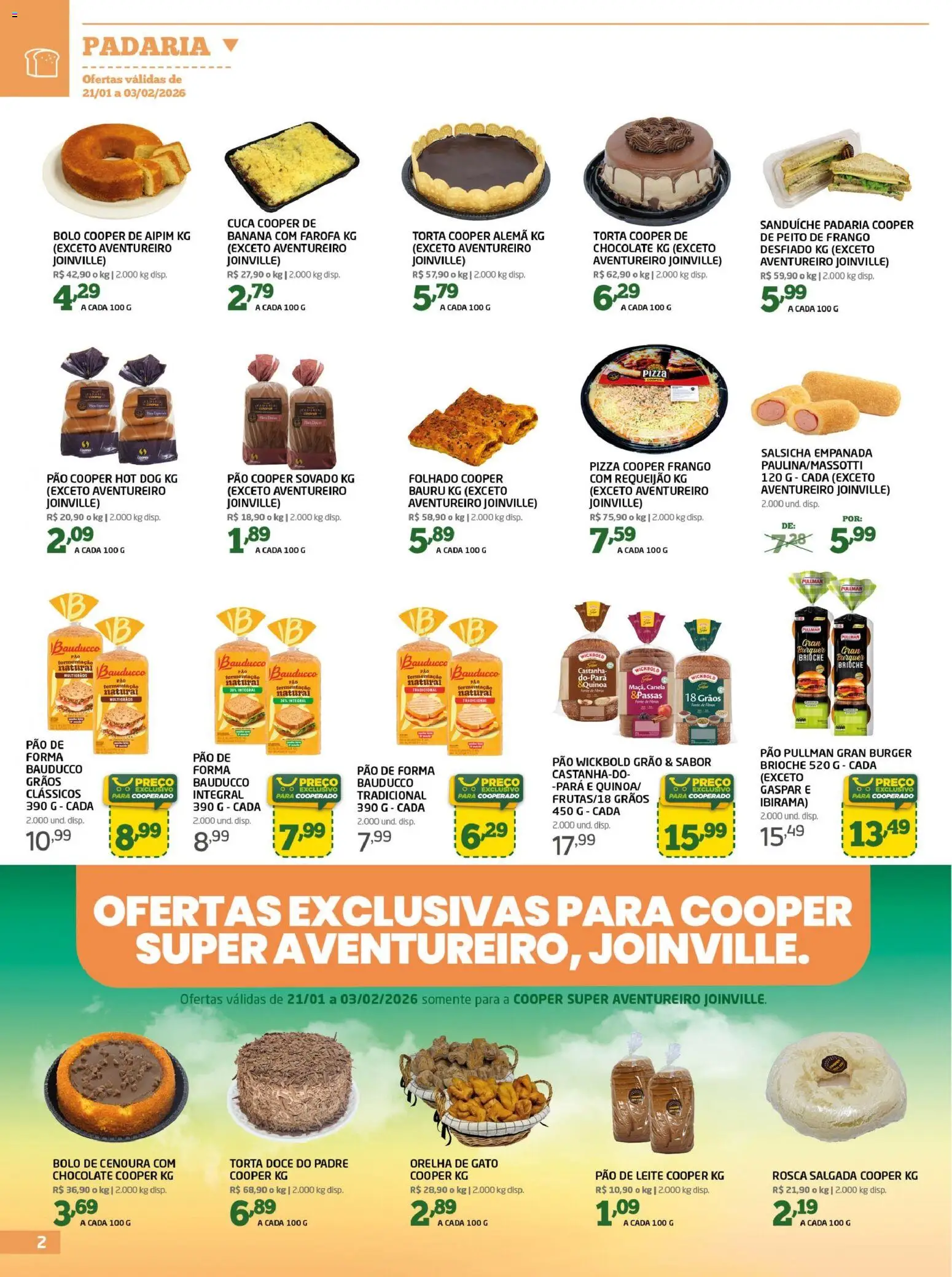 Cooper Folheto - válido de 21.01.2026 | Página: 2 | Produtos: Pizza, Cenoura, Pão de forma, Farofa