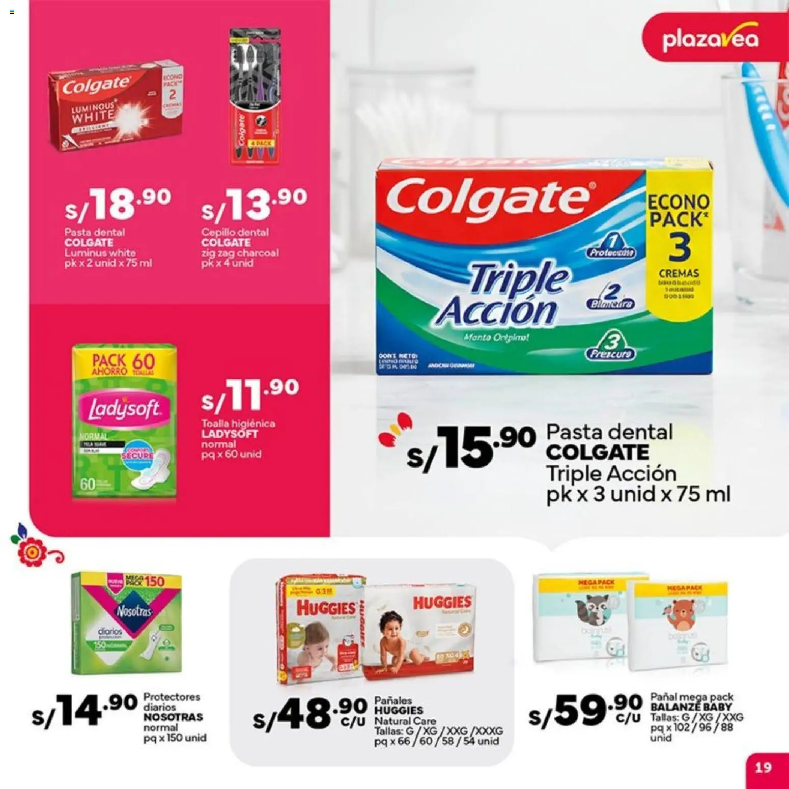 Catálogo Plaza Vea válido desde 14.11.2025 | Página: 19 | Productos: Pasta dental, Toalla, Pasta