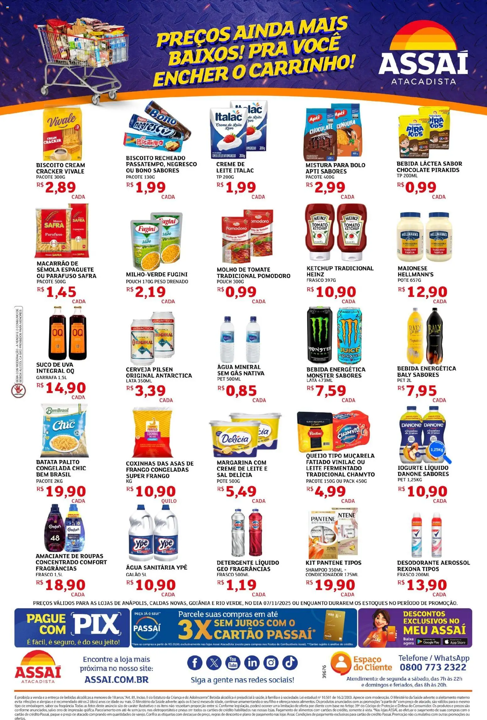 Assaí Atacadista Folheto - válido de 07.11.2025 | Página: 2 | Produtos: Shampoo, Roupas, Creme de leite, Sal