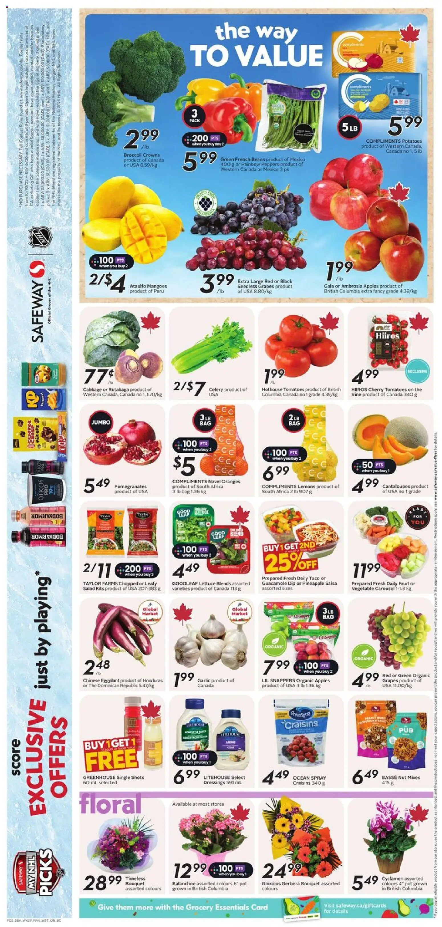 Safeway flyer valid from 30.10.2025 | Page: 5 | Products: Pineapple, Potatoes, Bag, Oranges