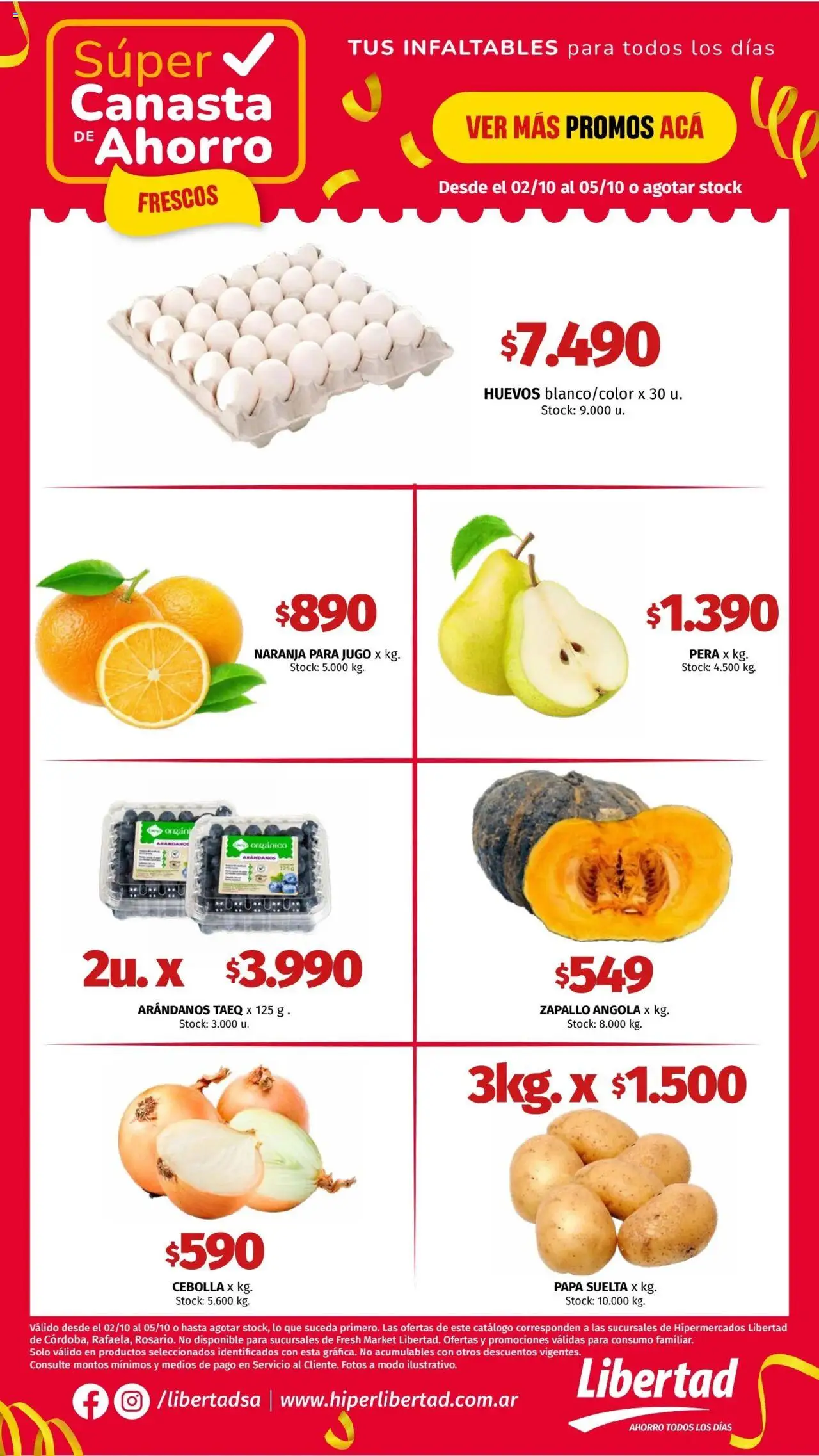 Hipermercado Libertad - Super Canasta de Ahorro Frescos │ válido desde el 02.10.2025 | Página: 2 | Productos: Papa, Pera, Arándanos, Canasta