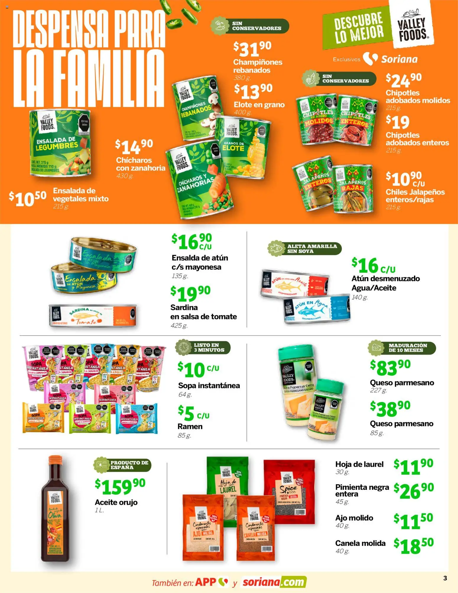 Nuevas ofertas de Soriana válidas en toda la República Mexicana desde el 26.03.2026. ¡Encuentra las mejores ofertas en Soriana Descubre lo mejor Mercado Nacional! | Página: 3 | Productos: Pimienta, Queso, Res, Despensa