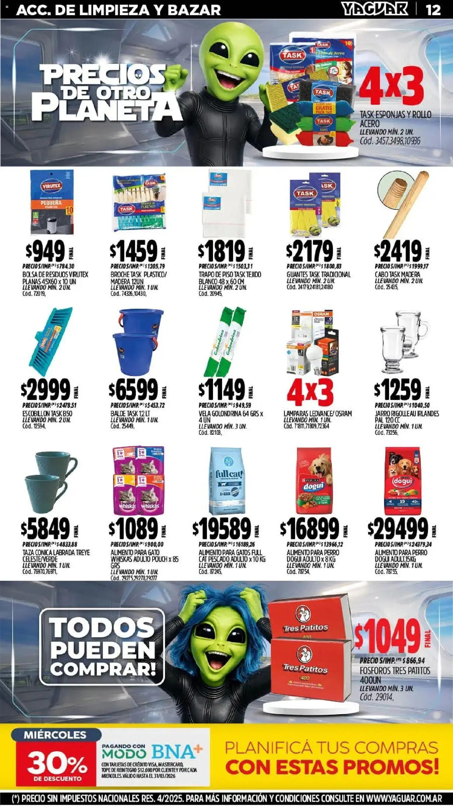 Yaguar catálogo │ válido desde el 02.03.2026 | Página: 12 | Productos: Trapo de piso, Fósforos, Bolsa, Pescado