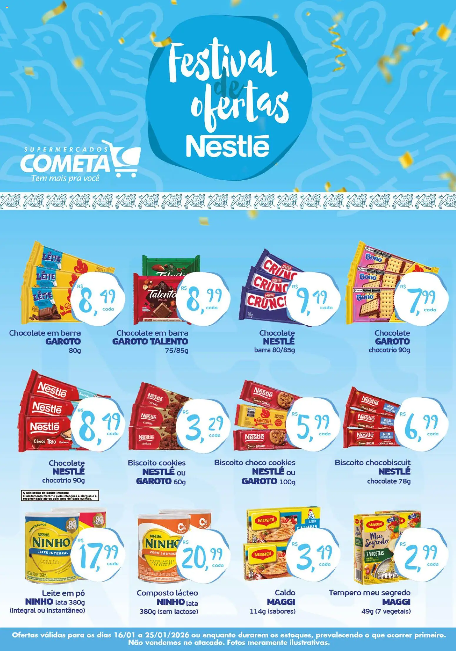 Cometa Supermercados Folheto - válido de 16.01.2026 | Página: 1 | Produtos: Biscoito, Copos, Cookies, Leite em pó