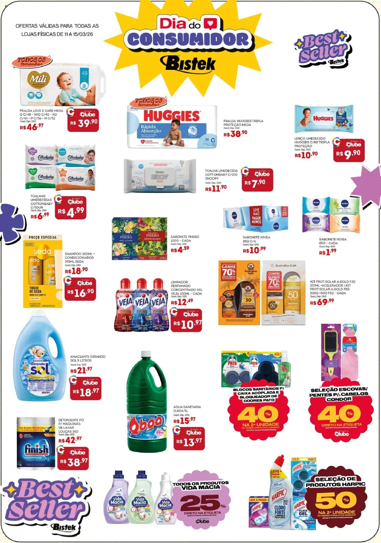 Bistek Supermercados Folheto - válido de 11.03.2026 | Página: 1 | Produtos: Limão siciliano, Pó, Sabonete, Toalha umedecida