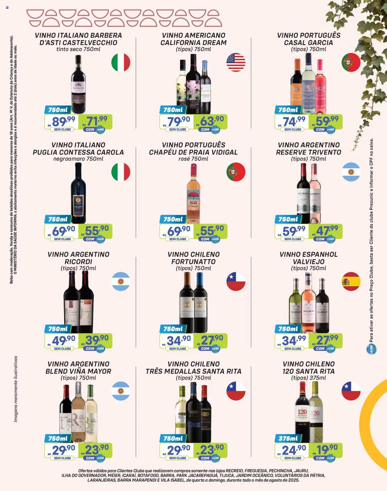 Prezunic Folheto - válido de 01.08.2025 | Página: 7 | Produtos: Vinho, Chapéu