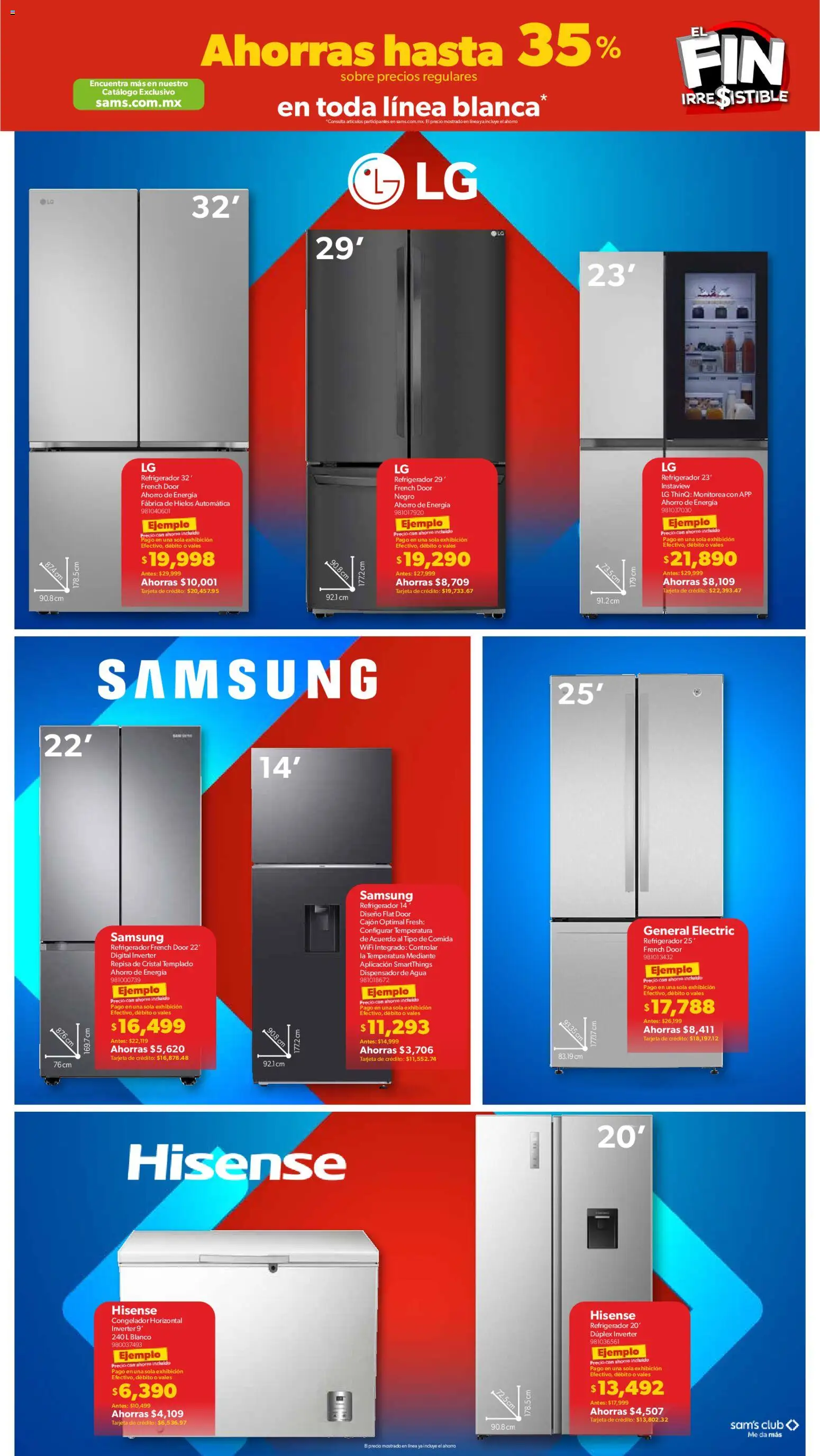 Nuevas ofertas de Sam's Club válidas en toda la República Mexicana desde el 04.11.2025. ¡Encuentra las mejores ofertas en Sam's Club Buen Fin! | Página: 11 | Productos: Refrigerador, Agua, Congelador, Sobre