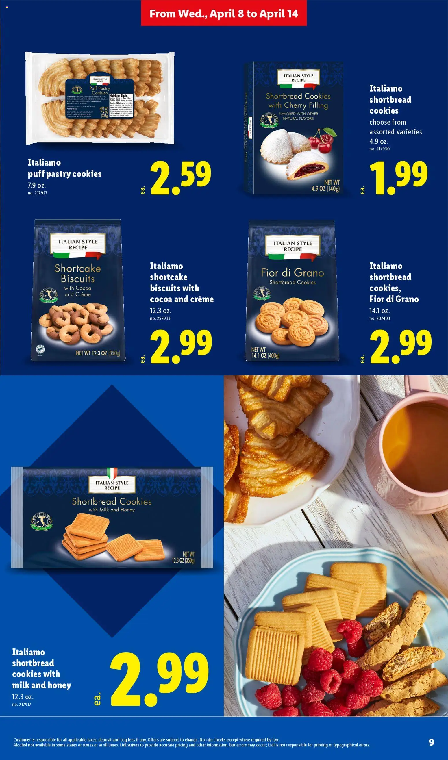 Lidl Weekly Ad - valid from 08.04.2026 | Page: 9 | Products: Milk, Cookies, Puff Pastry, Bag