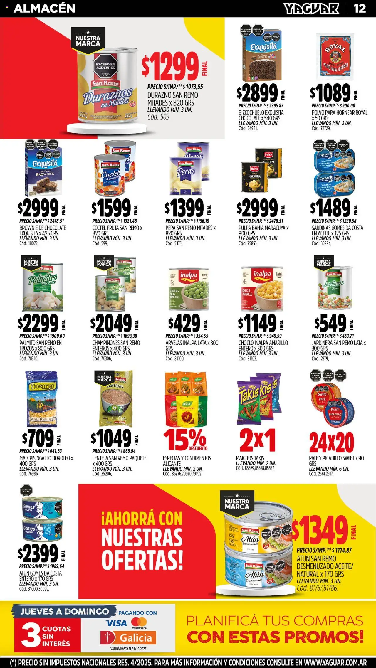Yaguar - General Roca │ válido desde el 20.10.2025 | Página: 12 | Productos: Lentejas, Aceite, Arvejas, Maiz