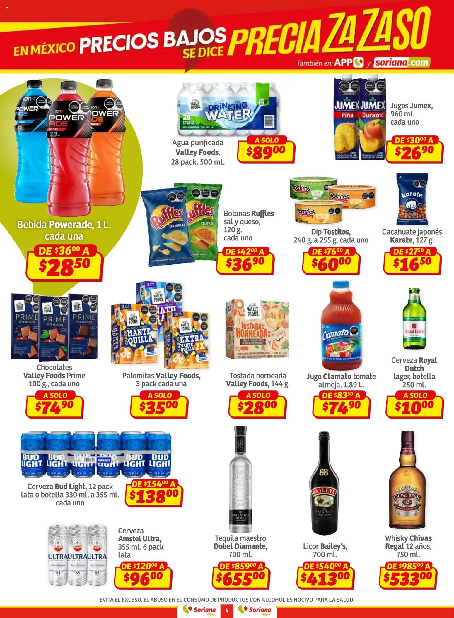 Nuevas ofertas de Soriana válidas en toda la República Mexicana desde el 12.02.2026. ¡Encuentra las mejores ofertas en Soriana - Preciazazaso Súper: Frontera Chih, Coah, Tamaulipas! | Página: 4 | Productos: Cacahuate, Agua, Jugo, Piña