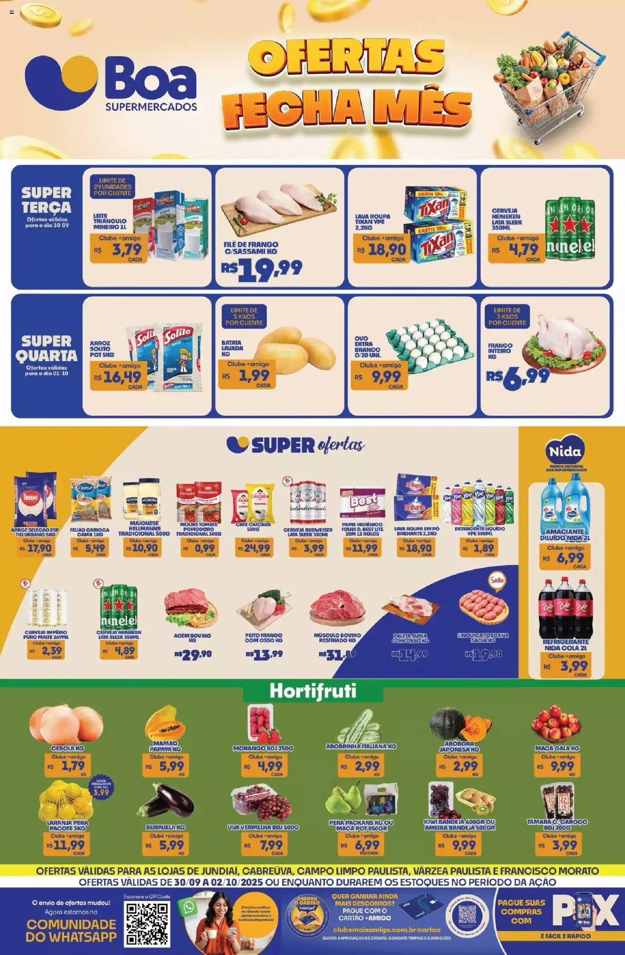 Boa Supermercados Folheto - válido de 30.09.2025 | Página: 1 | Produtos: Detergente, Heineken, Refrigerante, Frango