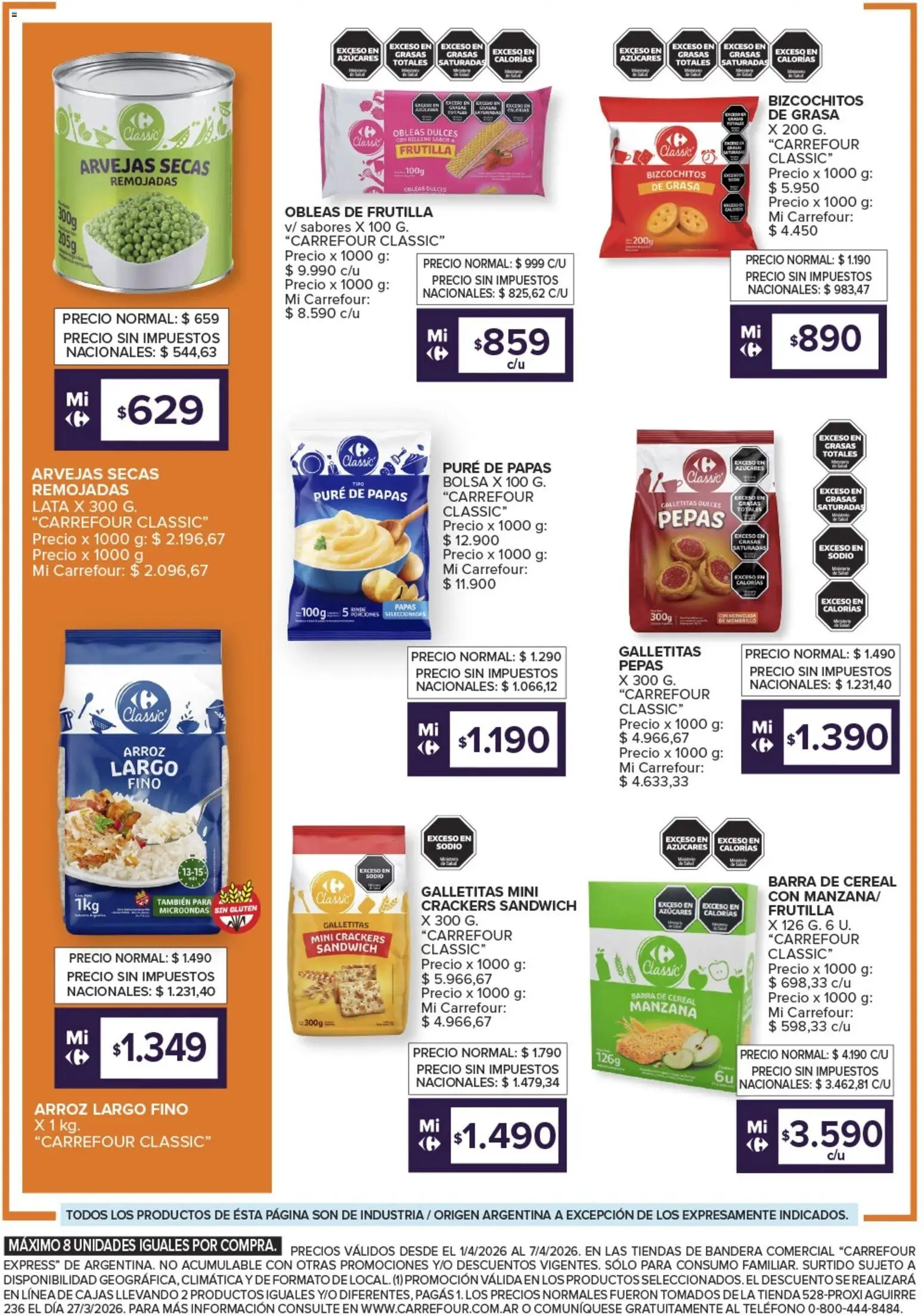 Carrefour Express ofertas │ válido desde el 01.04.2026 | Página: 3 | Productos: Teléfono, Bolsa, Frutilla, Arroz