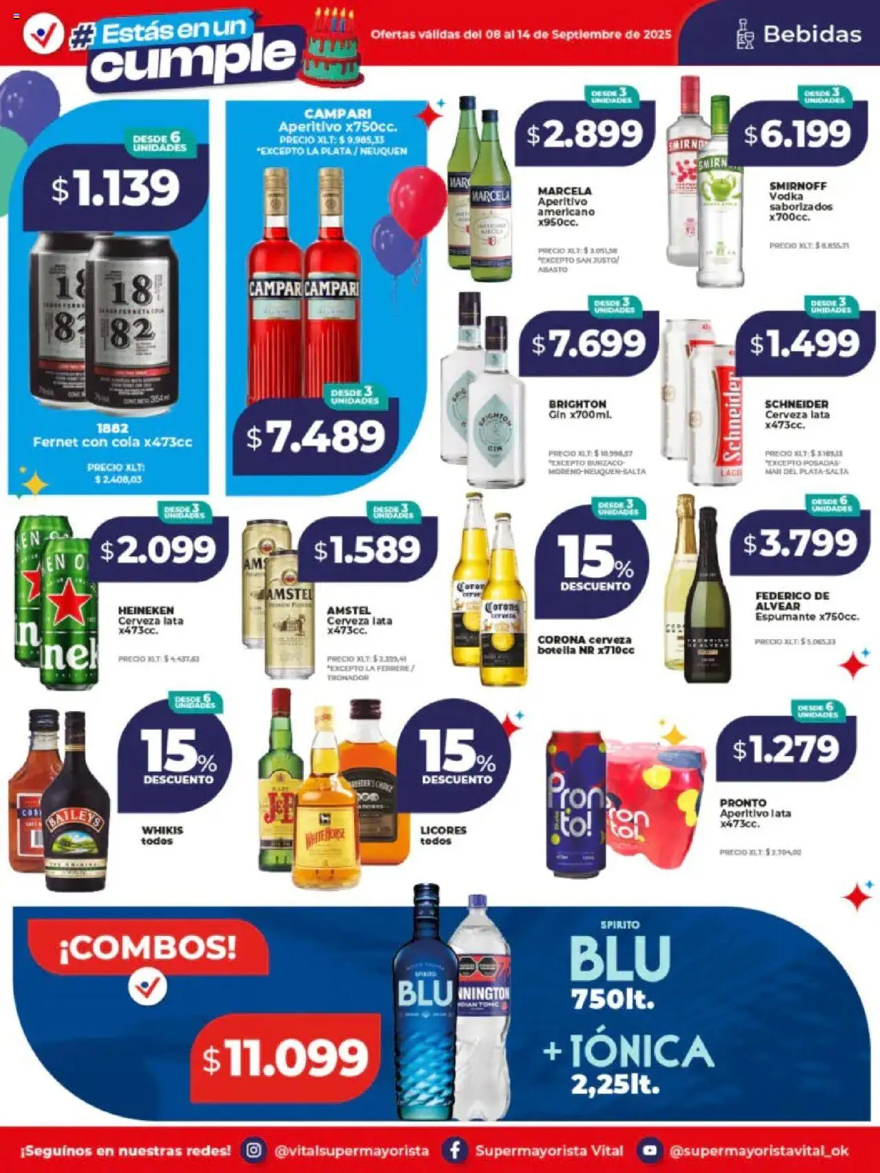 Vital ofertas │ válido desde el 08.09.2025 | Página: 12 | Productos: Botella, Gin, Fernet, Cerveza