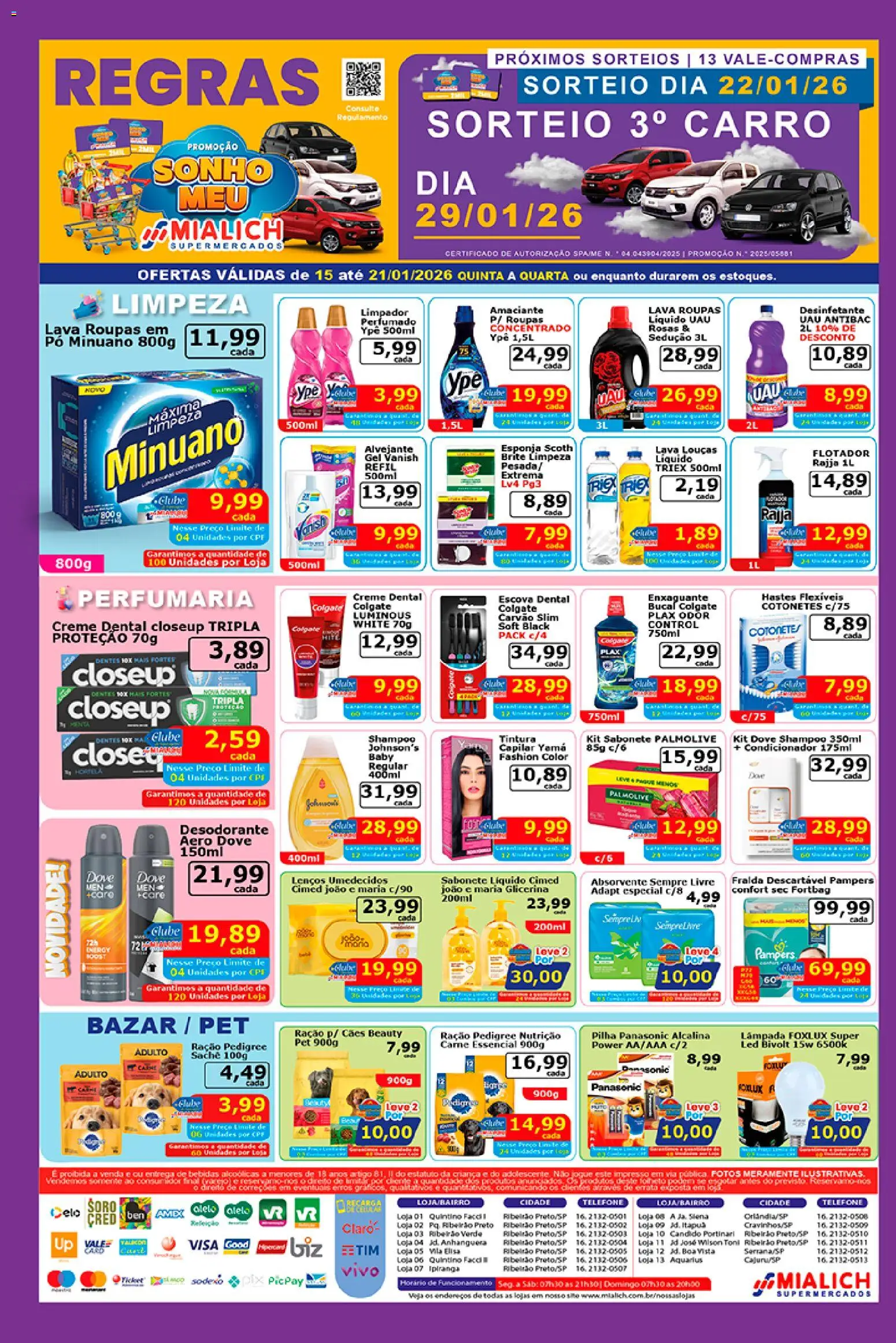 Mialich Supermercados Folheto - válido de 15.01.2026 | Página: 4 | Produtos: Alvejante, Desodorante, Roupas, Sabonete
