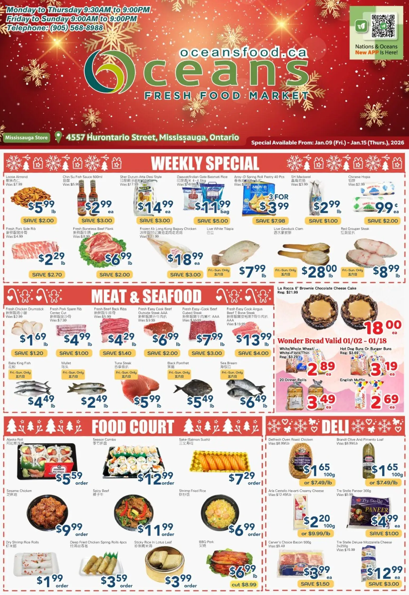 Oceans flyer valid from 09.01.2026 | Page: 1 | Products: Rice, Cheese, Chicken, Pork