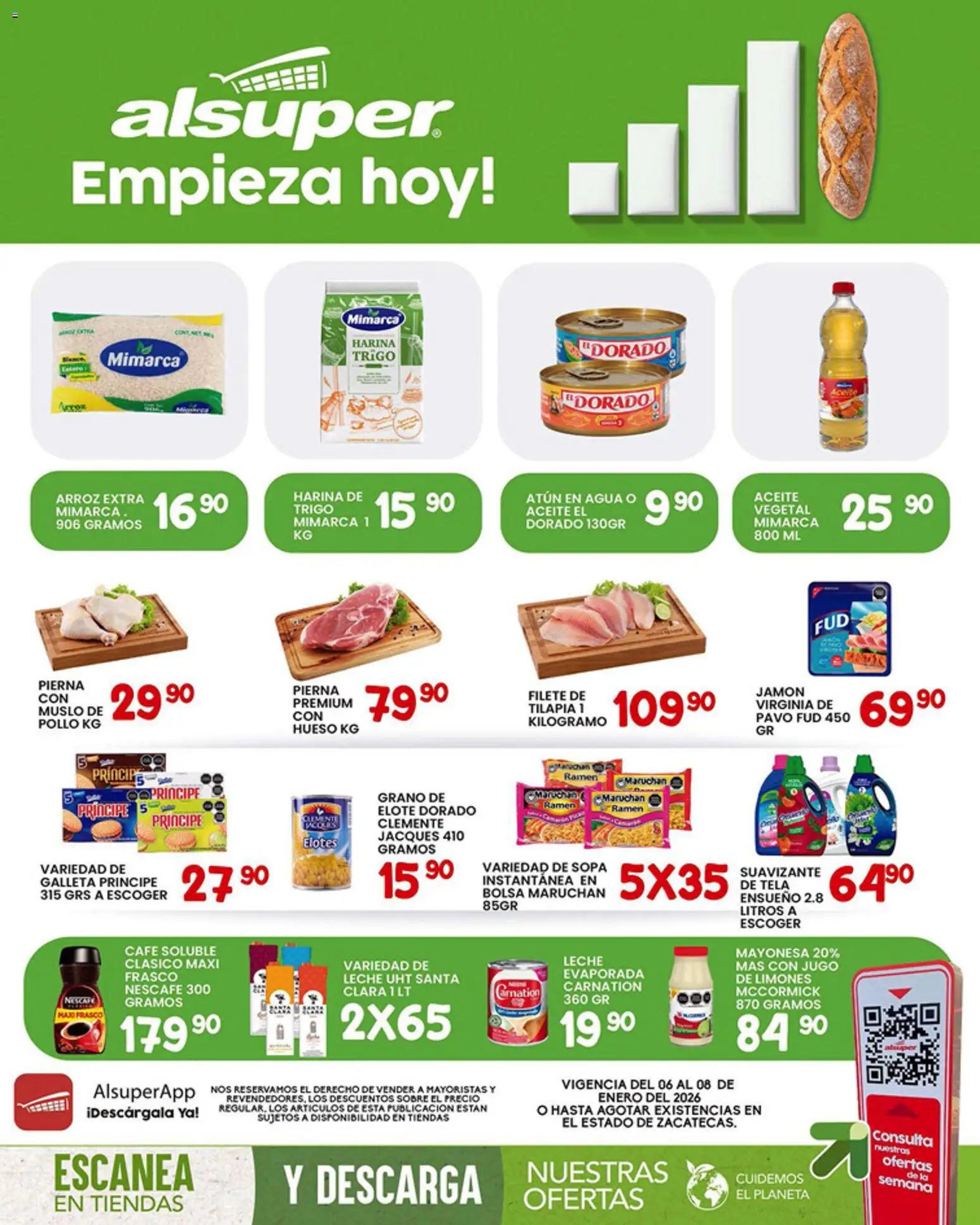 Nuevas ofertas de Alsuper válidas en toda la República Mexicana desde el 09.01.2026. ¡Encuentra las mejores ofertas en Alsuper folleto Zacatecas! | Página: 1 | Productos: Pollo, Mayonesa, Bolsa, Sobre