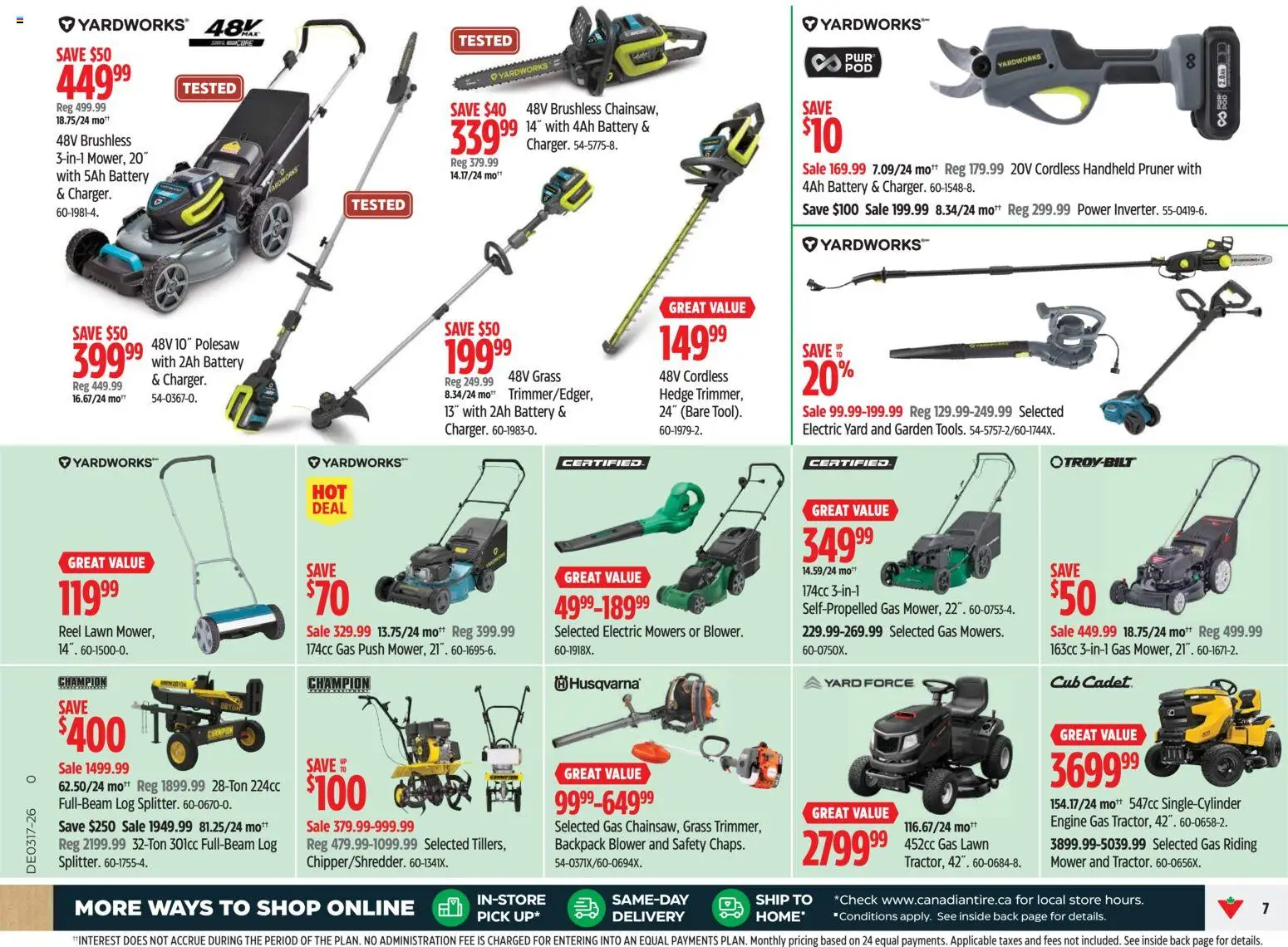 Canadian Tire flyer valid from 23.04.2026 | Page: 7 | Products: Backpack, Mower, Battery