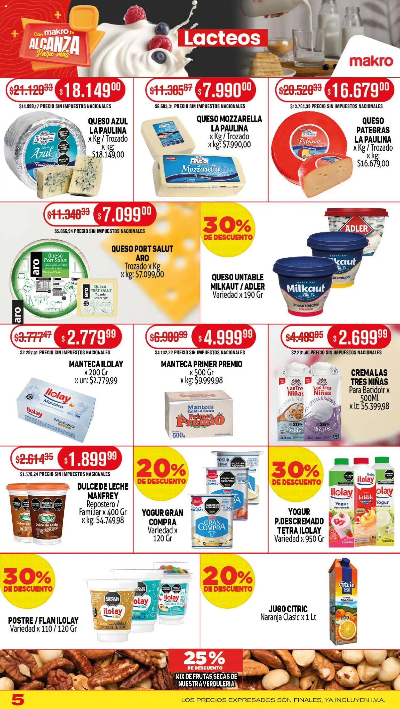 Makro ofertas │ válido desde el 13.11.2025 | Página: 5 | Productos: Peso, Leche, Yogur, Crema