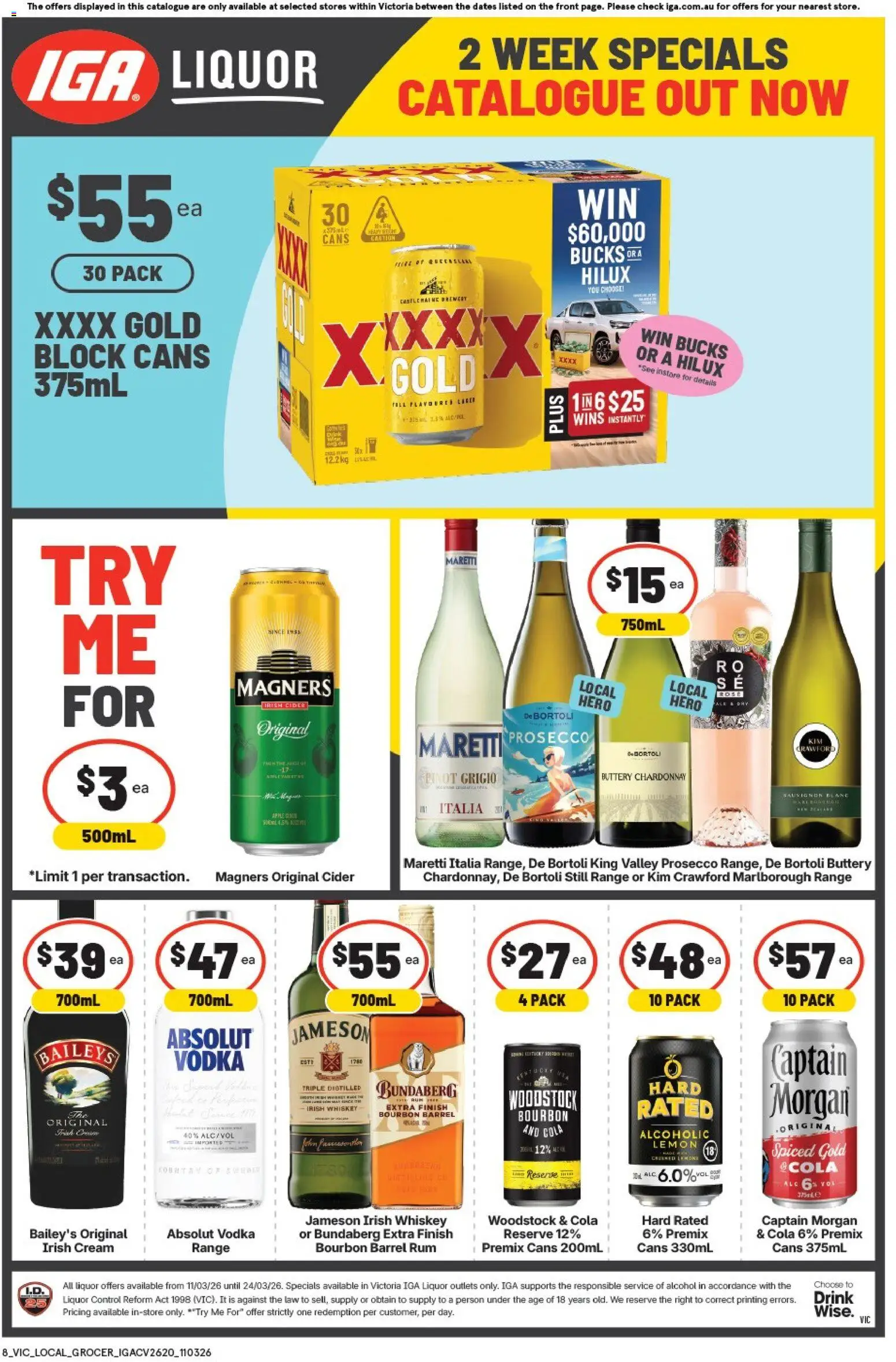 IGA catalogue - valid from 11.03.2026 | Page: 2 | Products: Bourbon, Vodka, Whiskey, Rum
