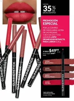 Vista previa de LÁPIZ DELINEADOR RETRÁCTIL PARA LABIOS 0,35 g, Lápiz delineador retráctil para labios 4 tonos., nuevo folleto de la tienda, válido en México a partir del 28.11.2025 | Página: 115 | Productos: Chocolate, Delineador