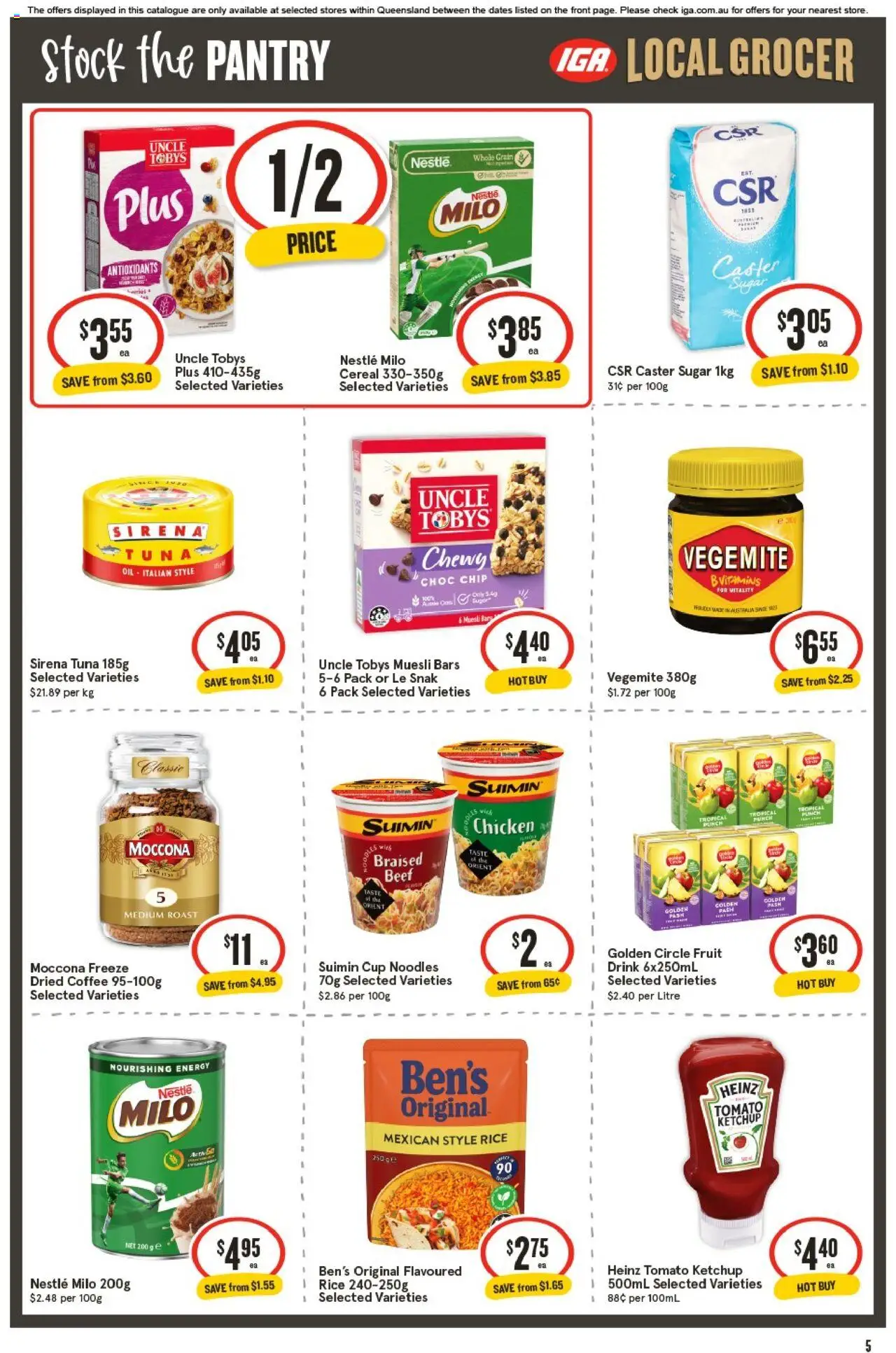 IGA catalogue - valid from 01.10.2025 | Page: 5 | Products: Oil, Rice, Ketchup, Moccona