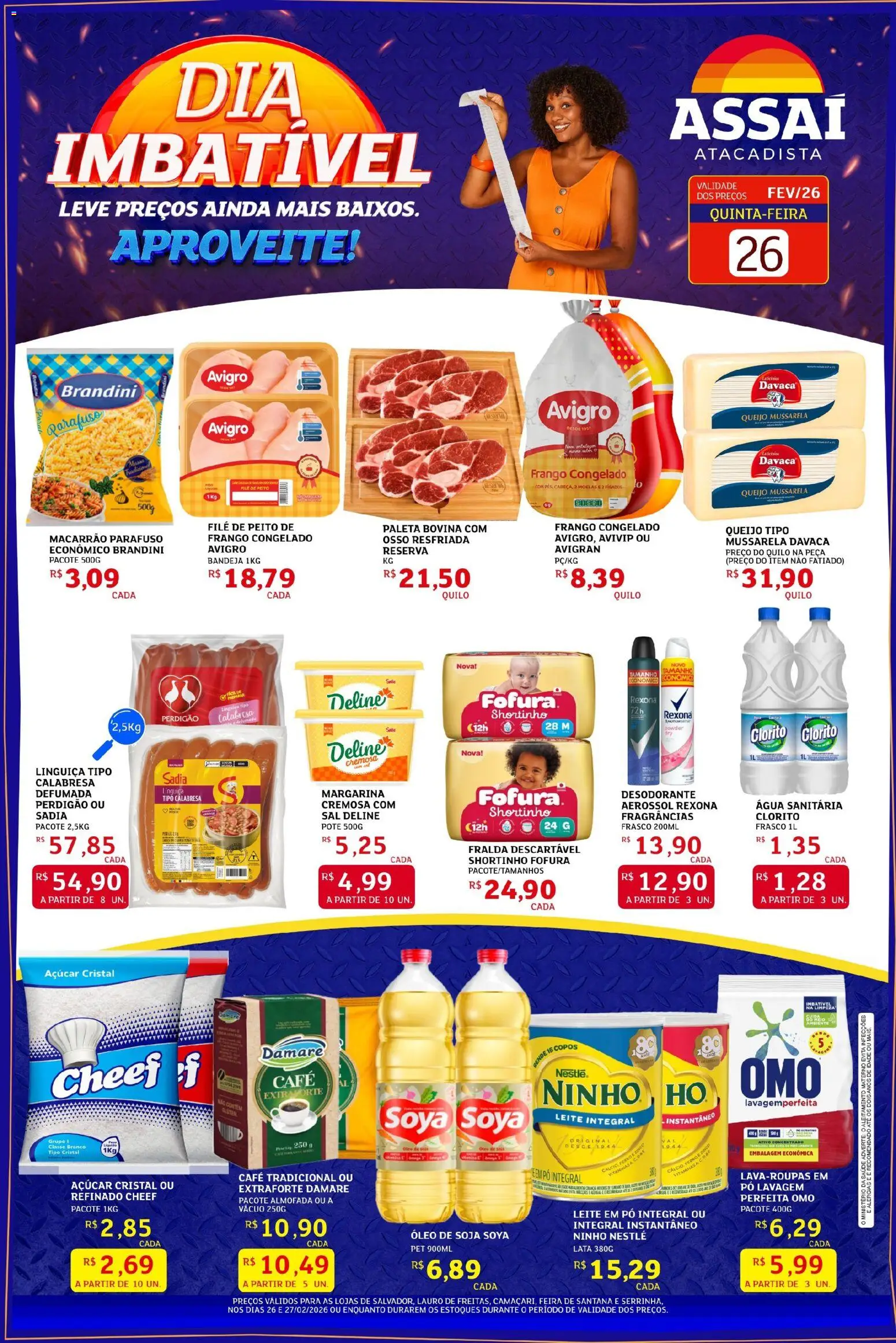 Assaí Atacadista Folheto - válido de 26.02.2026 | Página: 1 | Produtos: Pó, Leite integral, Sal, Soja