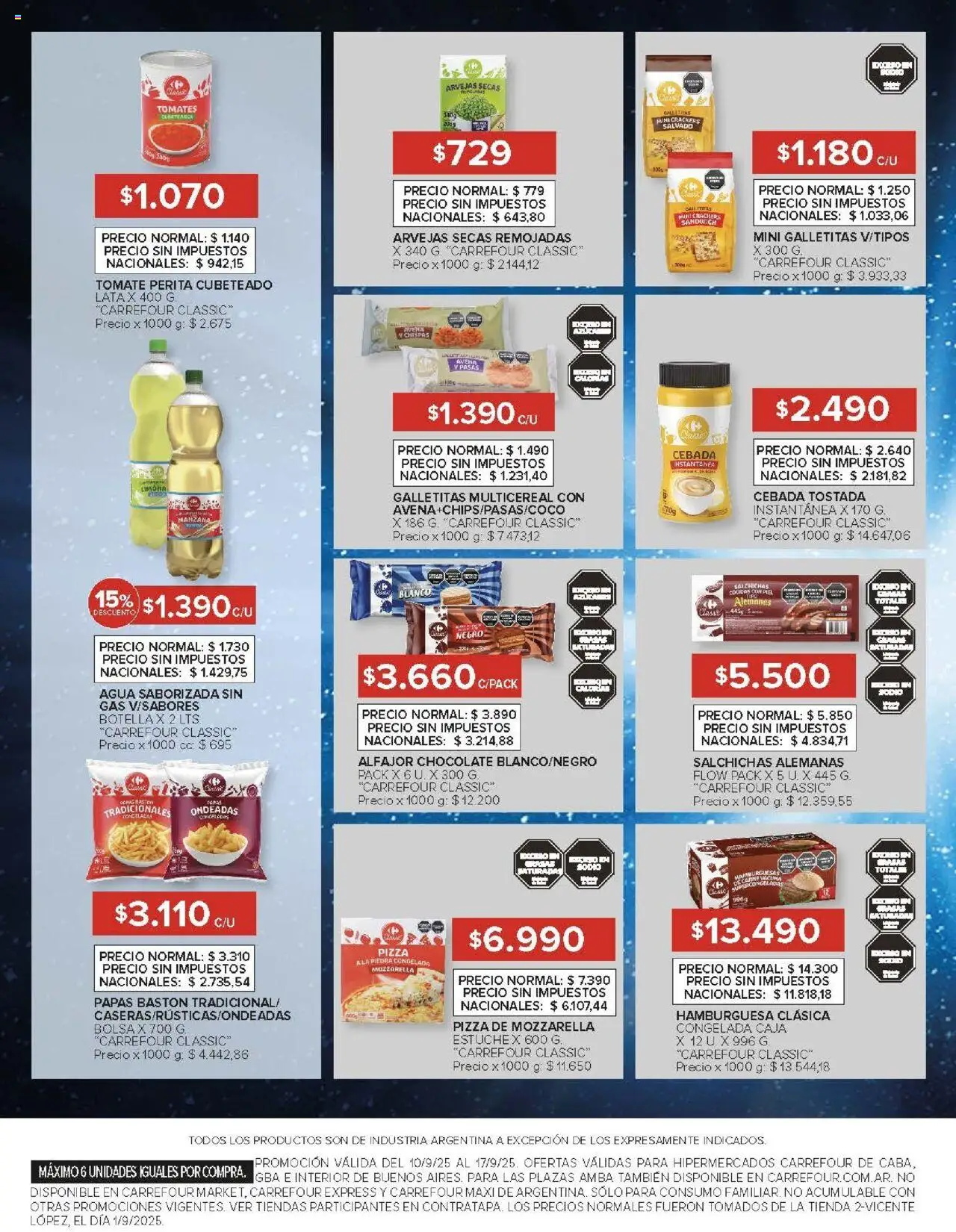 Carrefour ofertas │ válido desde el 10.09.2025 | Página: 9 | Productos: Tomate, Manzana, Estuche, Agua saborizada