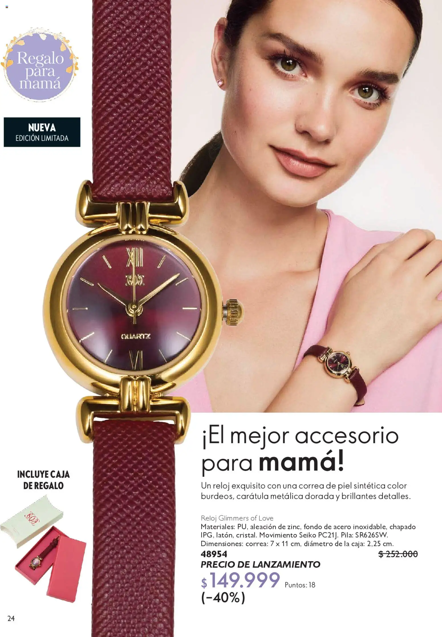 Oriflame revista - valida desde el 18.04.2026 | Página: 24 | Productos: Pila, Reloj, Caja