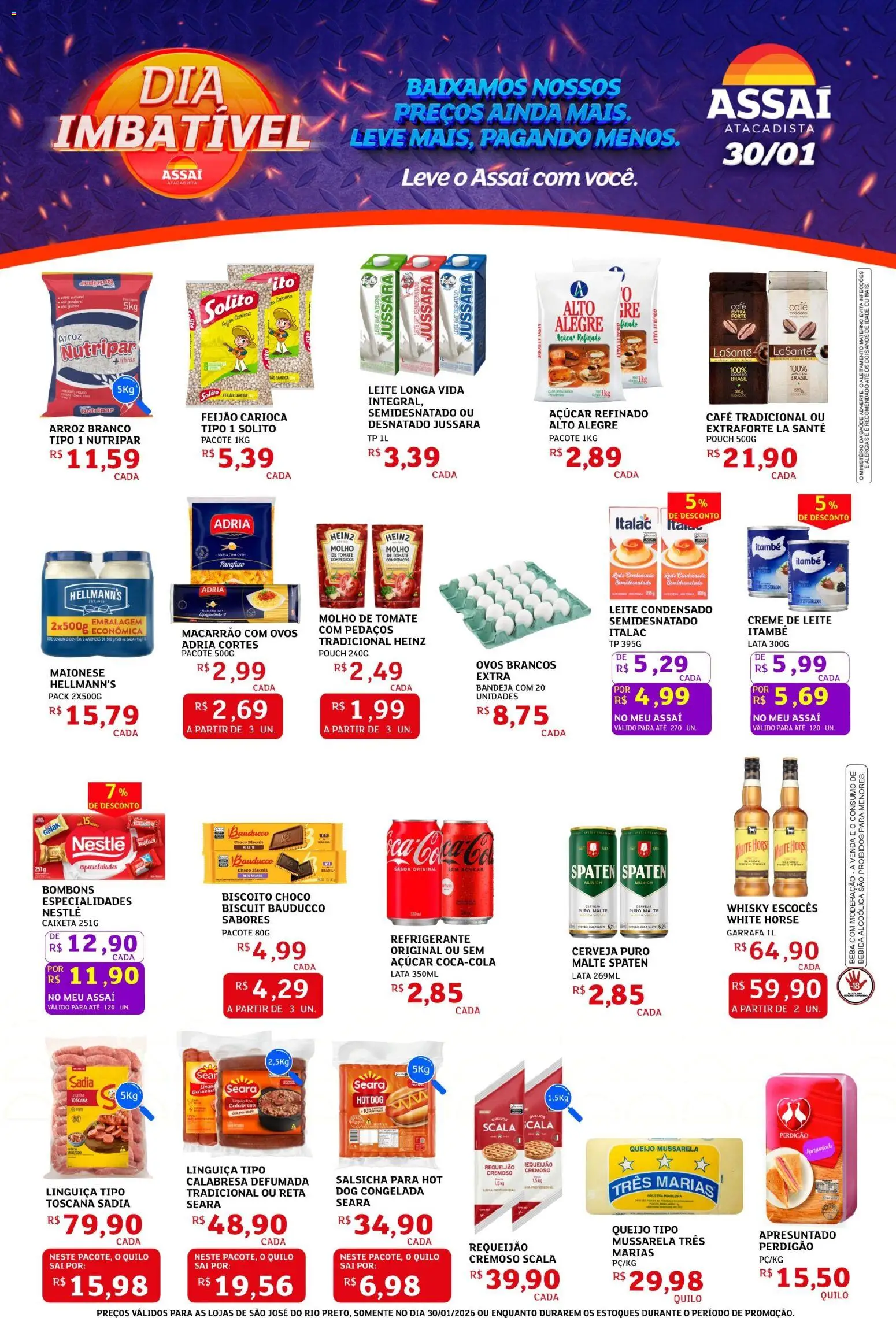Assaí Atacadista Folheto - válido de 30.01.2026 | Página: 1 | Produtos: Molho de tomate, Ovos, Arroz, Açúcar