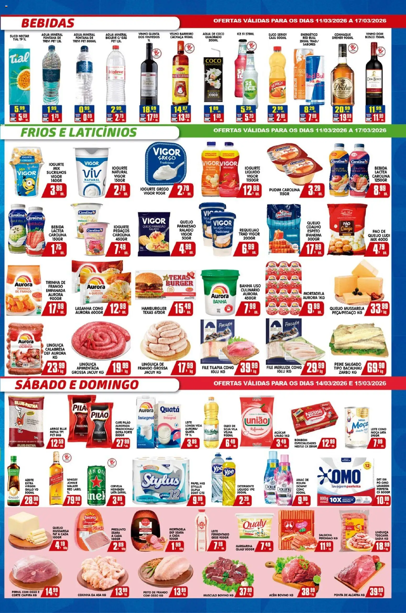 Higa's Supermercado Folheto - válido de 11.03.2026 | Página: 3 | Produtos: Água de coco, Detergente, Queijo parmesão, Margarina