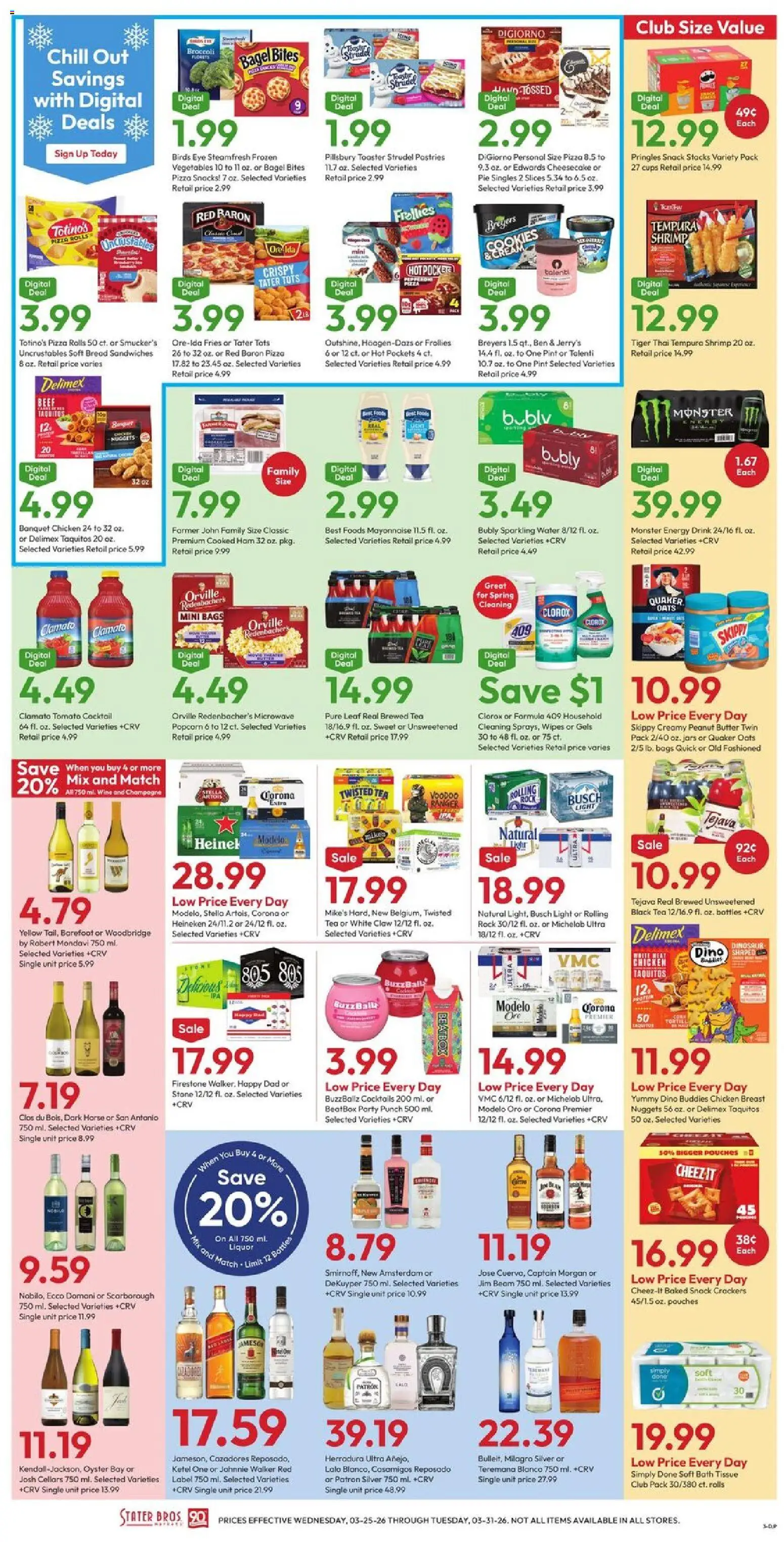 Stater Bros Weekly Ad - valid from 25.03.2026 | Page: 3 | Products: Ham, Pizza, Tea, Water