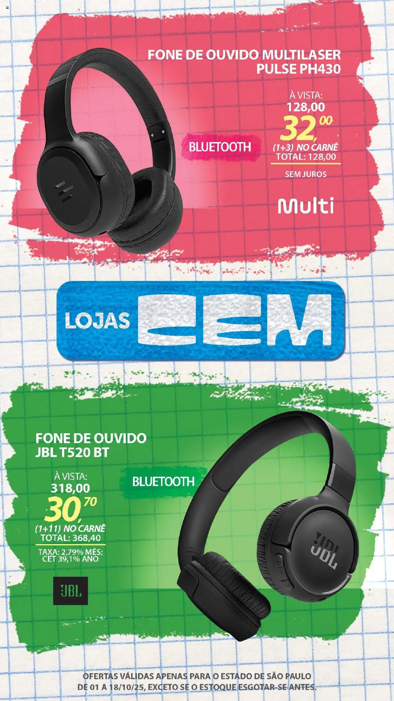 Lojas Cem Folheto - válido de 01.10.2025 | Página: 56 | Produtos: Carne, Fone de ouvido