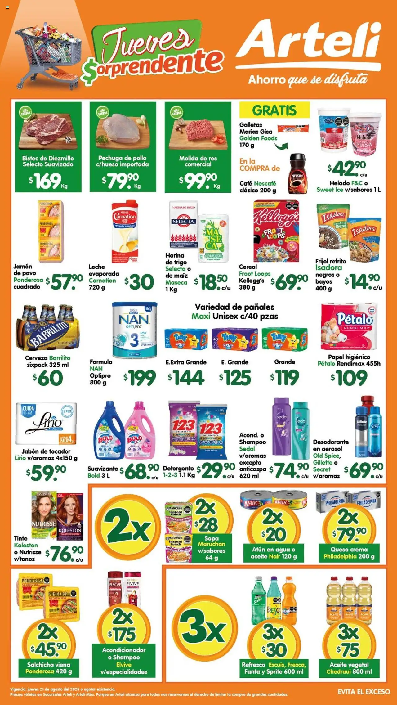 Nuevas ofertas de Arteli válidas en toda la República Mexicana desde el 21.08.2025. ¡Encuentra las mejores ofertas en Arteli - Folleto Tuxpan! | Página: 1 | Productos: Maíz, Detergente, Crema, Papel higiénico