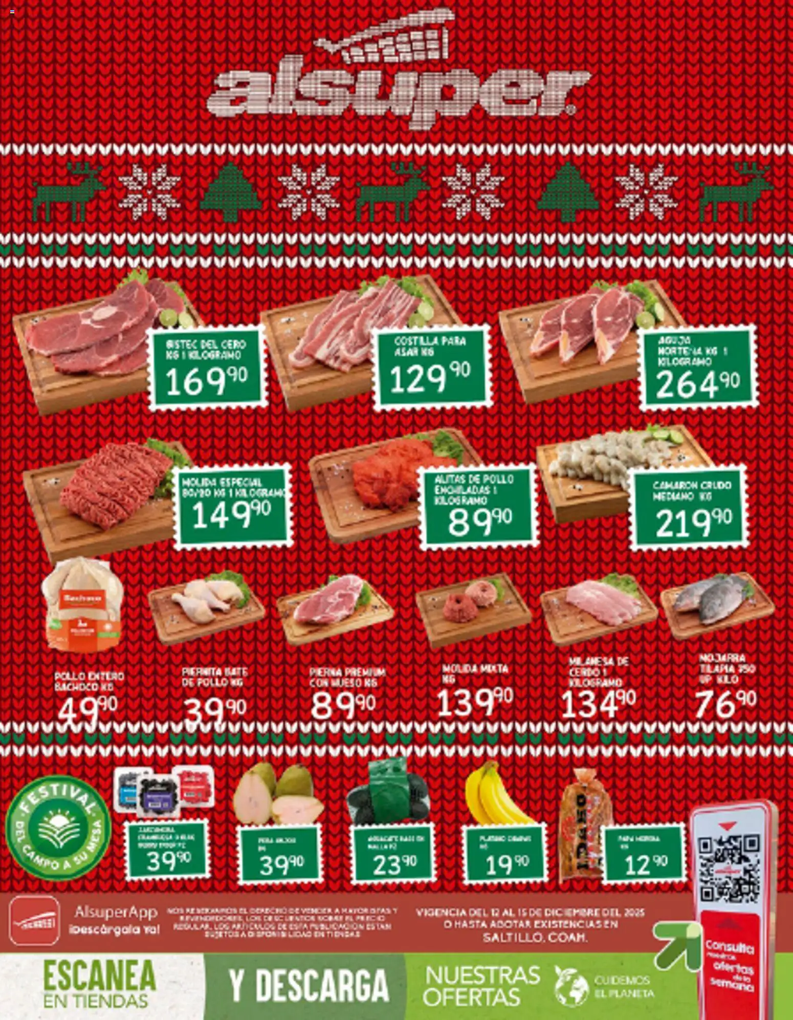 Nuevas ofertas de Alsuper válidas en toda la República Mexicana desde el 12.12.2025. ¡Encuentra las mejores ofertas en Alsuper folleto Saltillo! | Página: 1 | Productos: Plátano, Milanesa, Aguacate, Pasta
