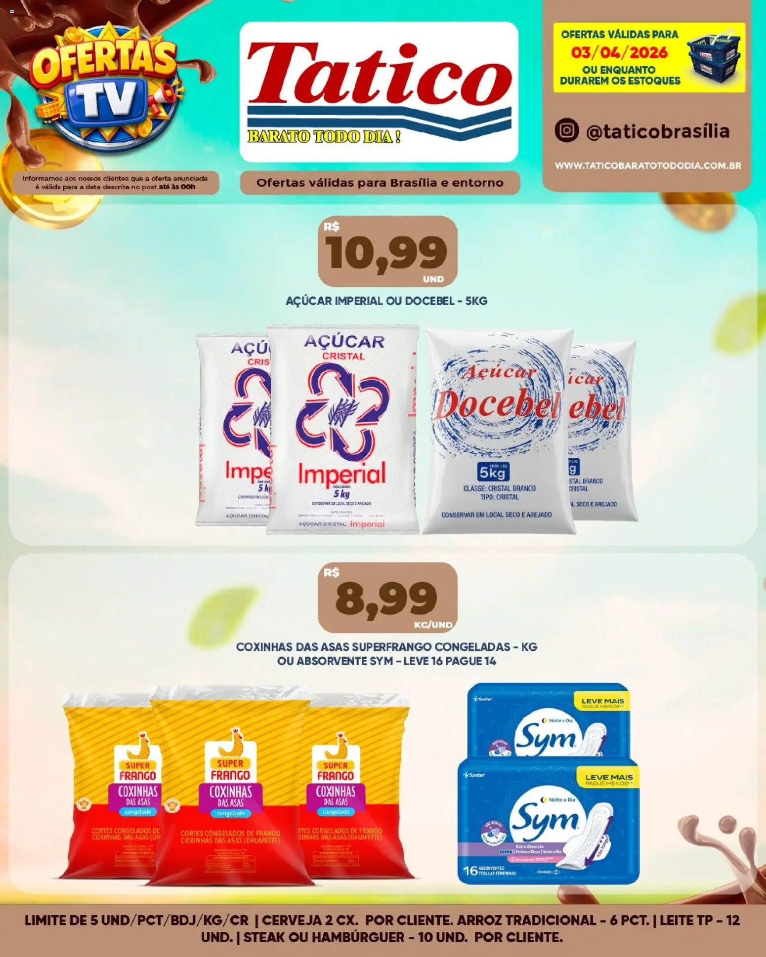 Tatico Folheto - válido de 03.04.2026 | Página: 7 | Produtos: Leite, Arroz, Açúcar, Absorvente
