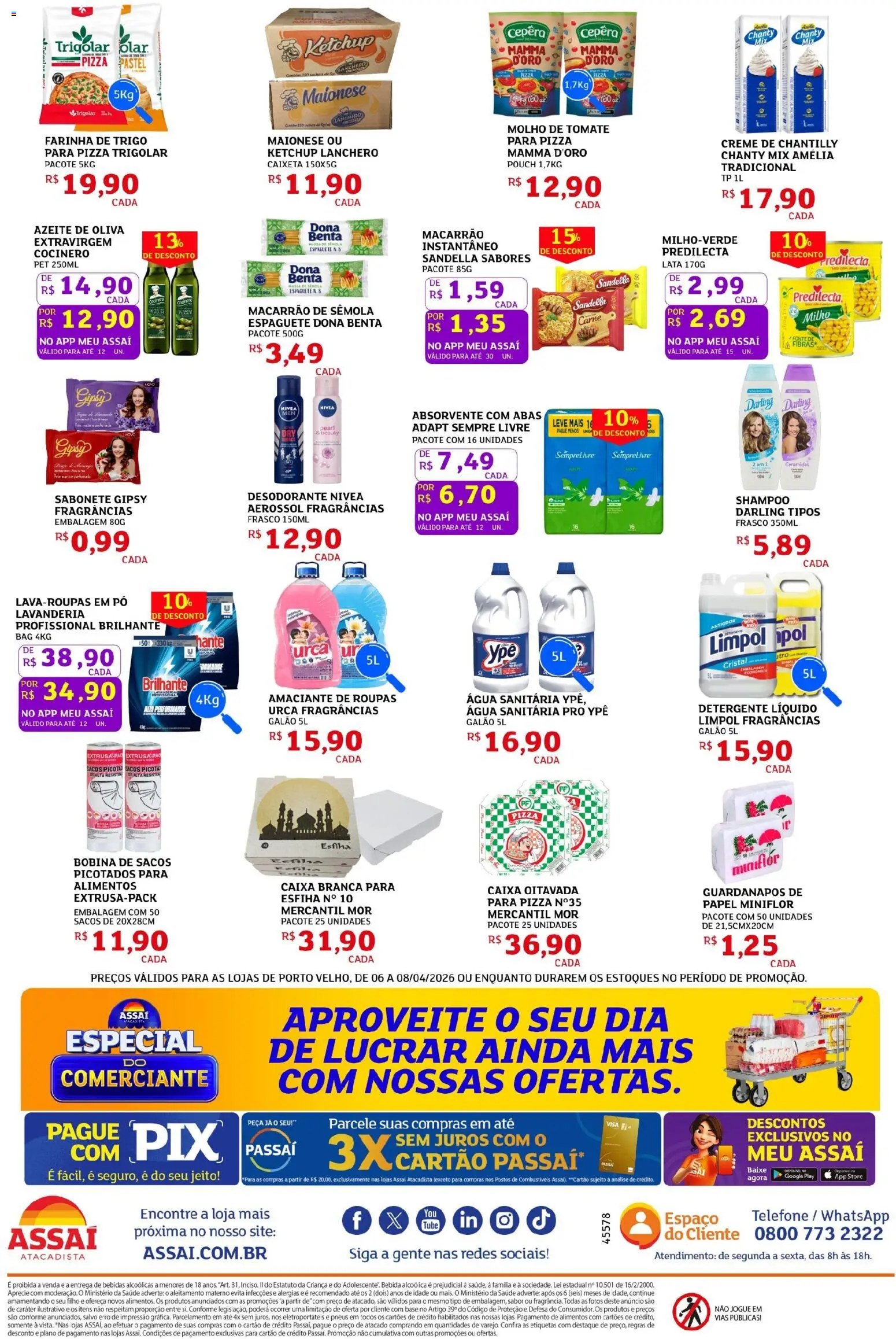 Assaí Atacadista Folheto - válido de 06.04.2026 | Página: 2 | Produtos: Amaciante de roupas, Caixa, Azeite, Água sanitária