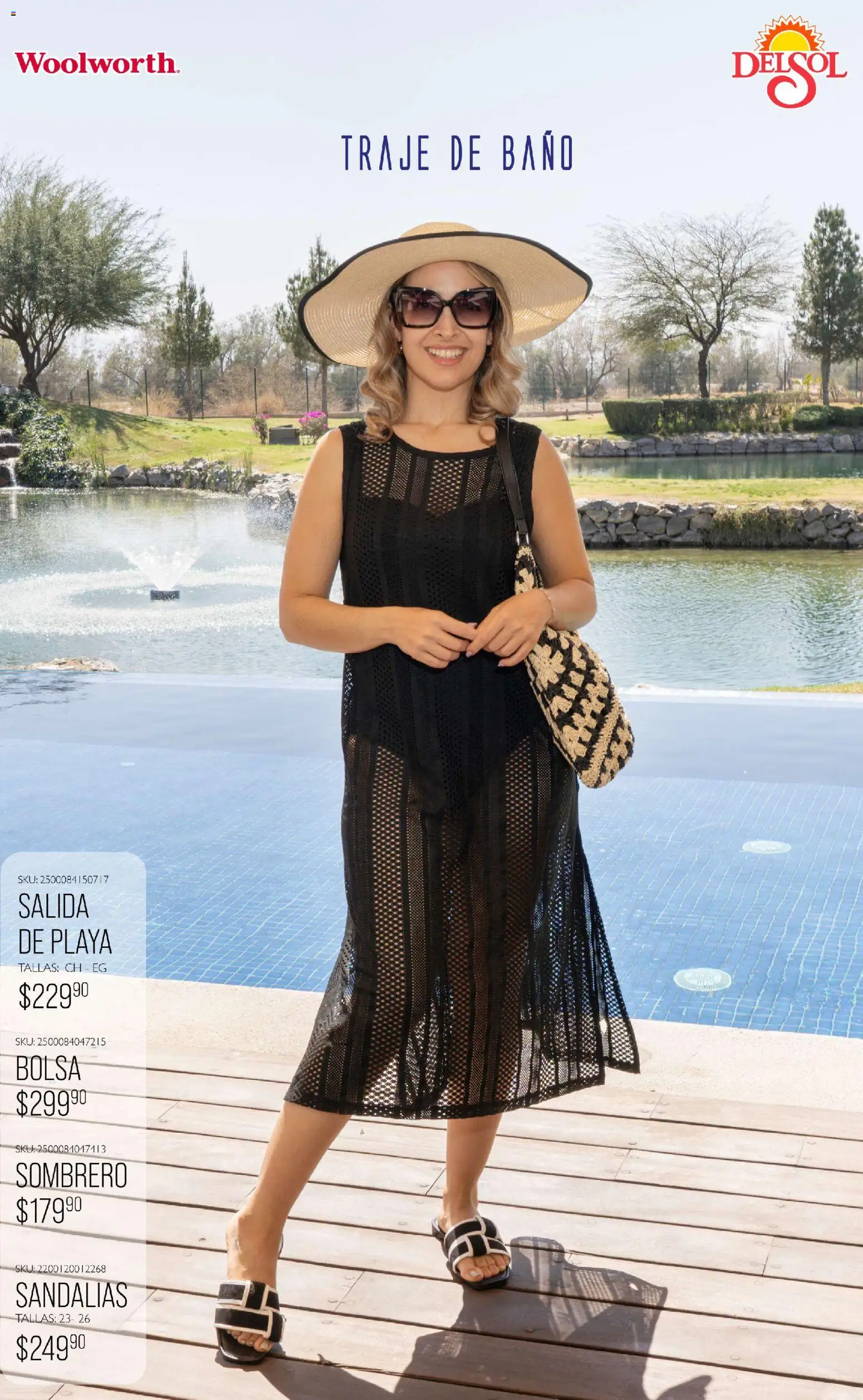 Nuevas ofertas de Del Sol y Woolworth válidas en toda la República Mexicana desde el 19.03.2026. ¡Encuentra las mejores ofertas en Del Sol y Woolworth catálogo Vacaciones 2026 ! | Página: 35 | Productos: Traje, Sombrero, Bolsa, Baño