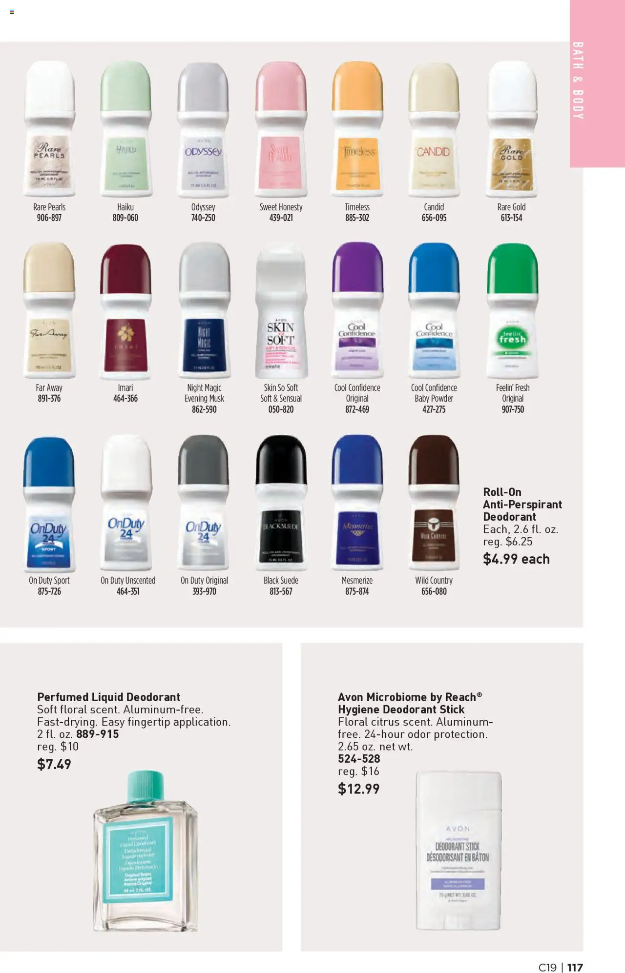 Avon Brochure - valid from 10.09.2025 | Page: 117 | Products: Bath, Powder, Deodorant, Antiperspirant