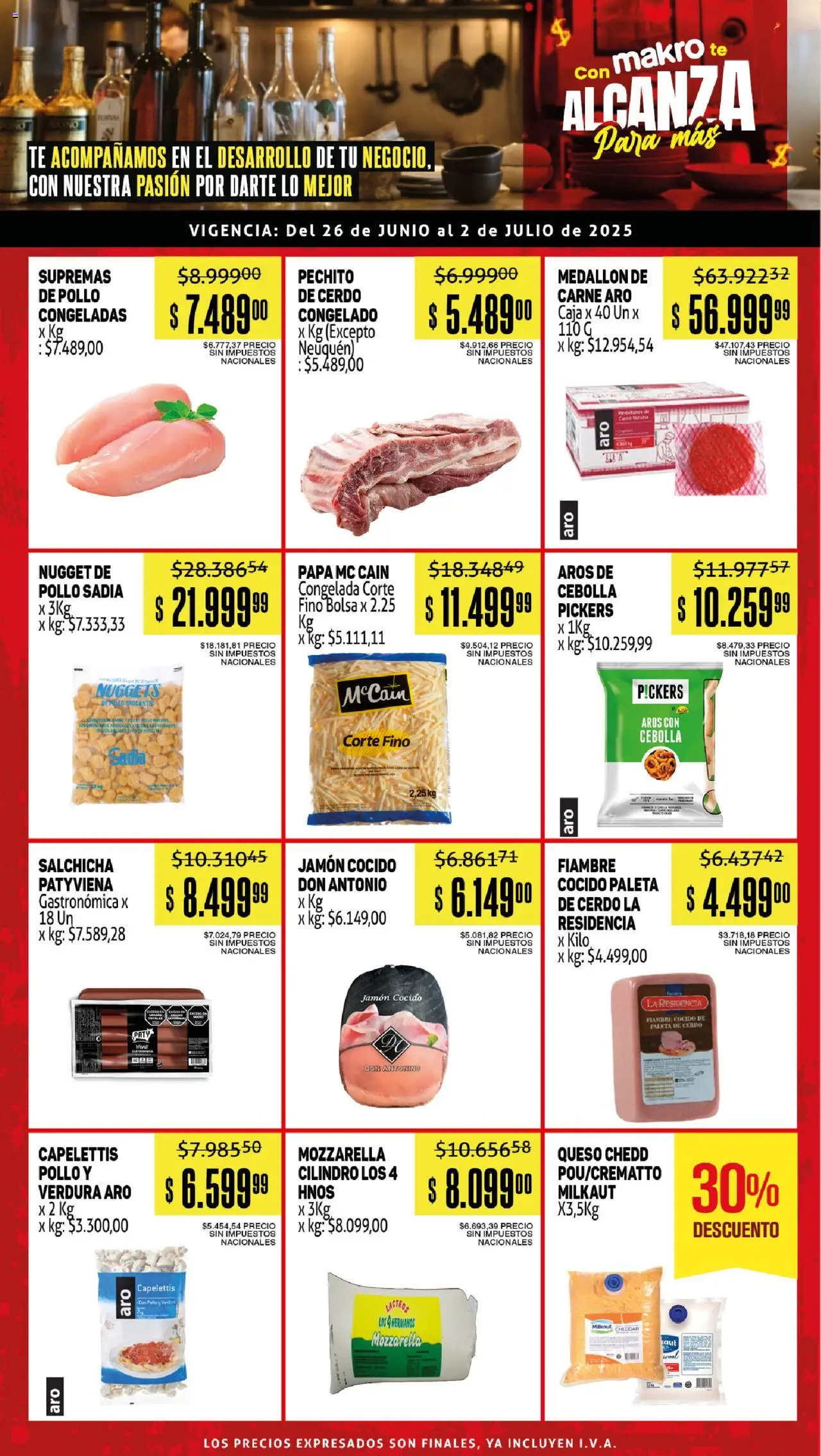 Makro ofertas Gastronómicas │ válido desde el 26.06.2025 | Página: 1 | Productos: Aros, Pollo, Cebolla, Té