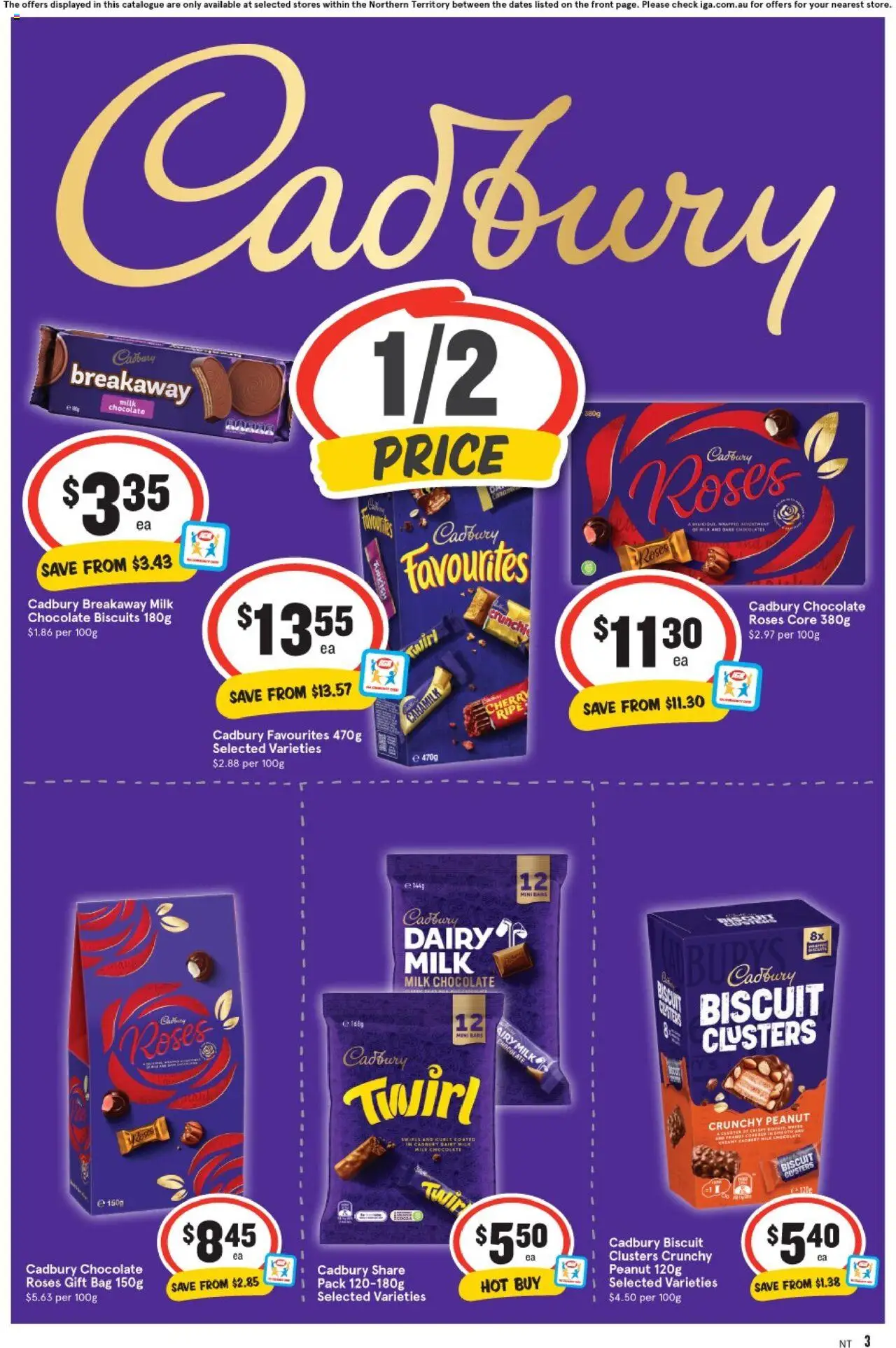 IGA catalogue - valid from 13.08.2025 | Page: 3 | Products: Dairy, Chocolate, Biscuits, Curly