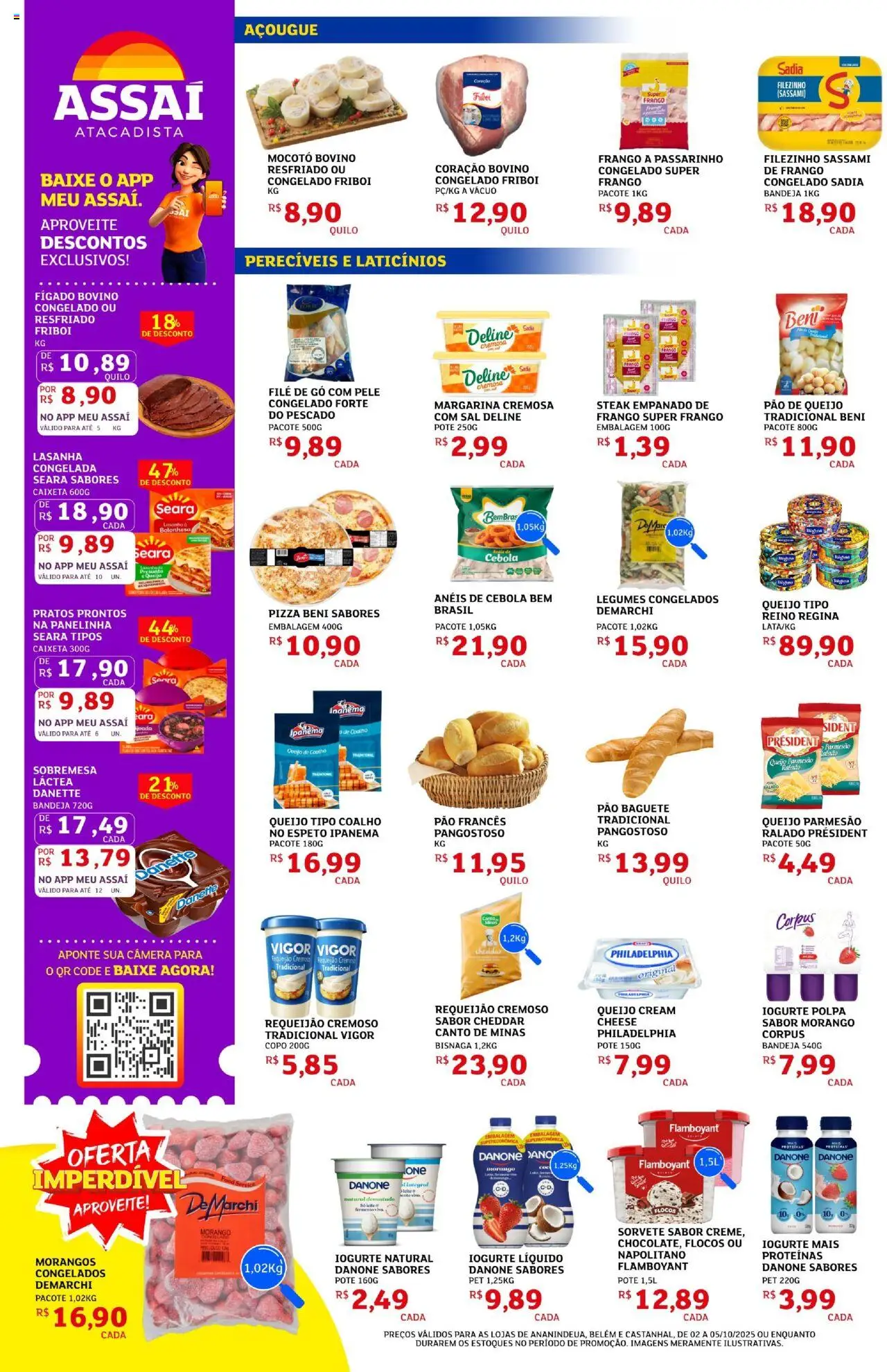 Assaí Atacadista Folheto - válido de 02.10.2025 | Página: 4 | Produtos: Sorvete, Requeijão, Câmera, Pão de queijo